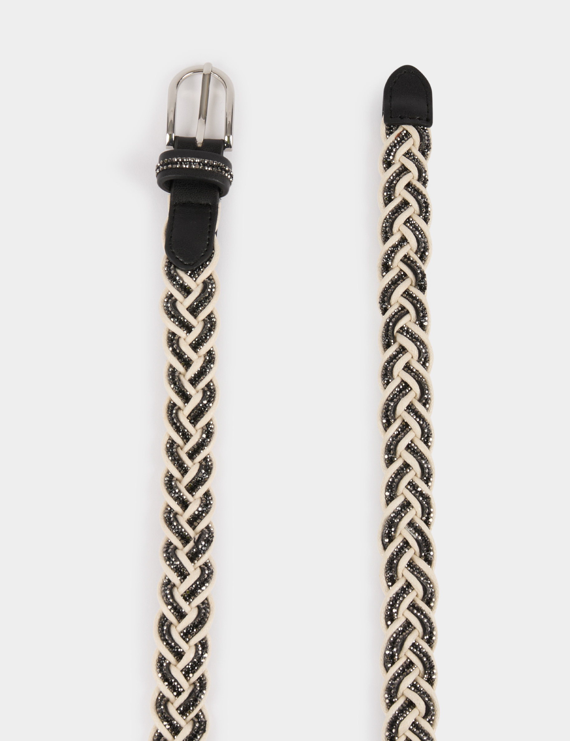 cinturon trenzado con strass negro mujer Cinturón trenzado con strass negro mujer
