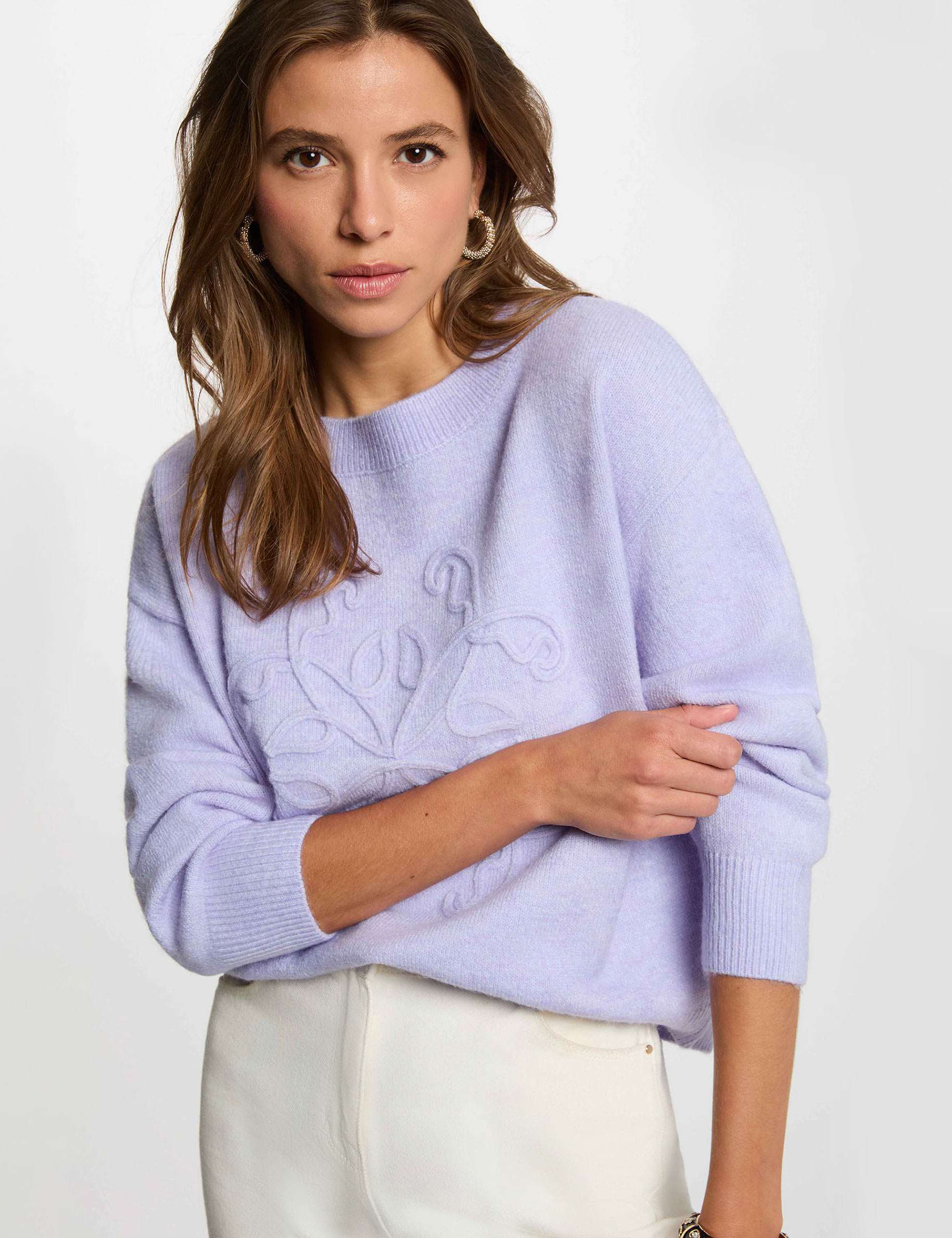Jersey cuello redondo morado mujer