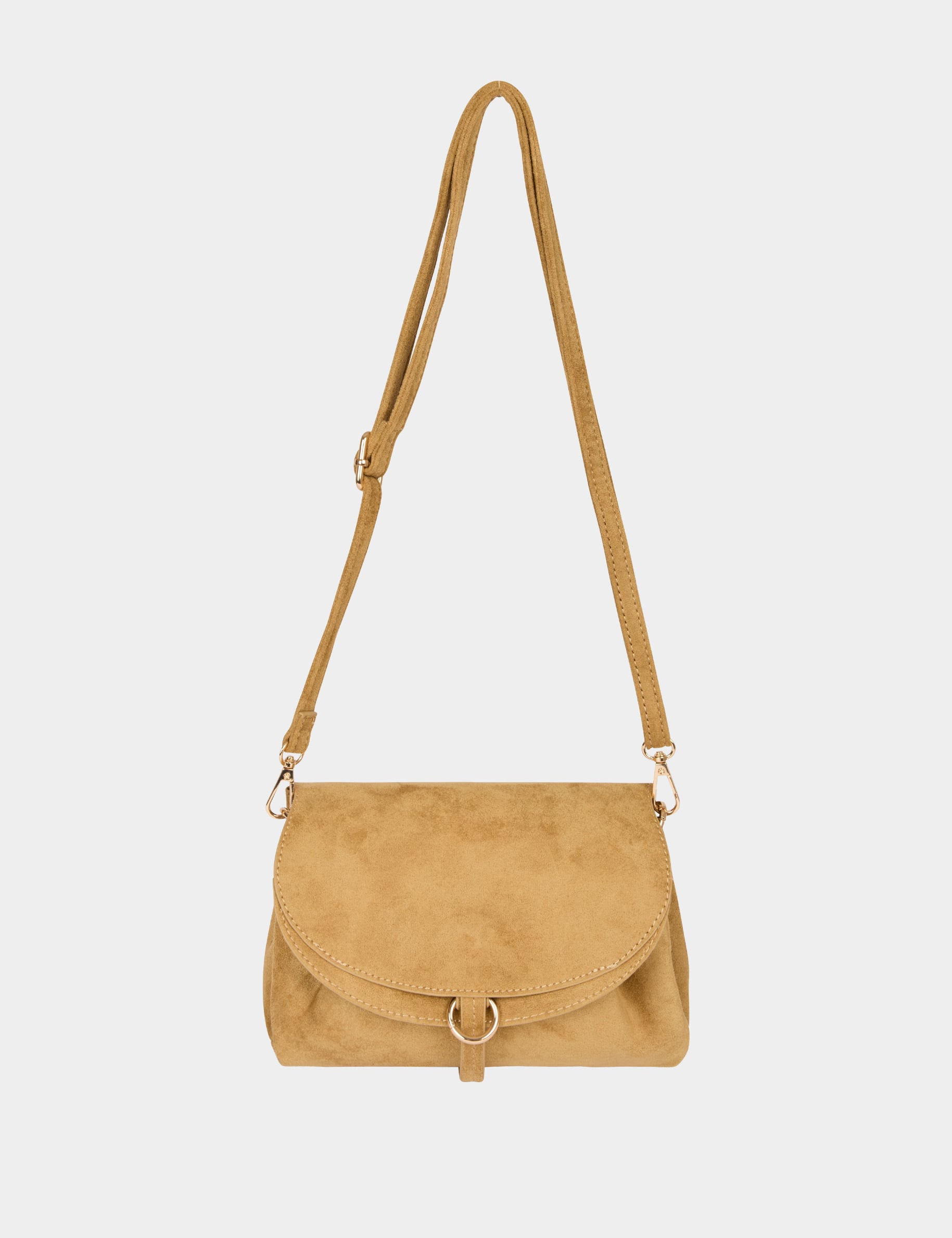 Bolso flexible de ante beige mujer