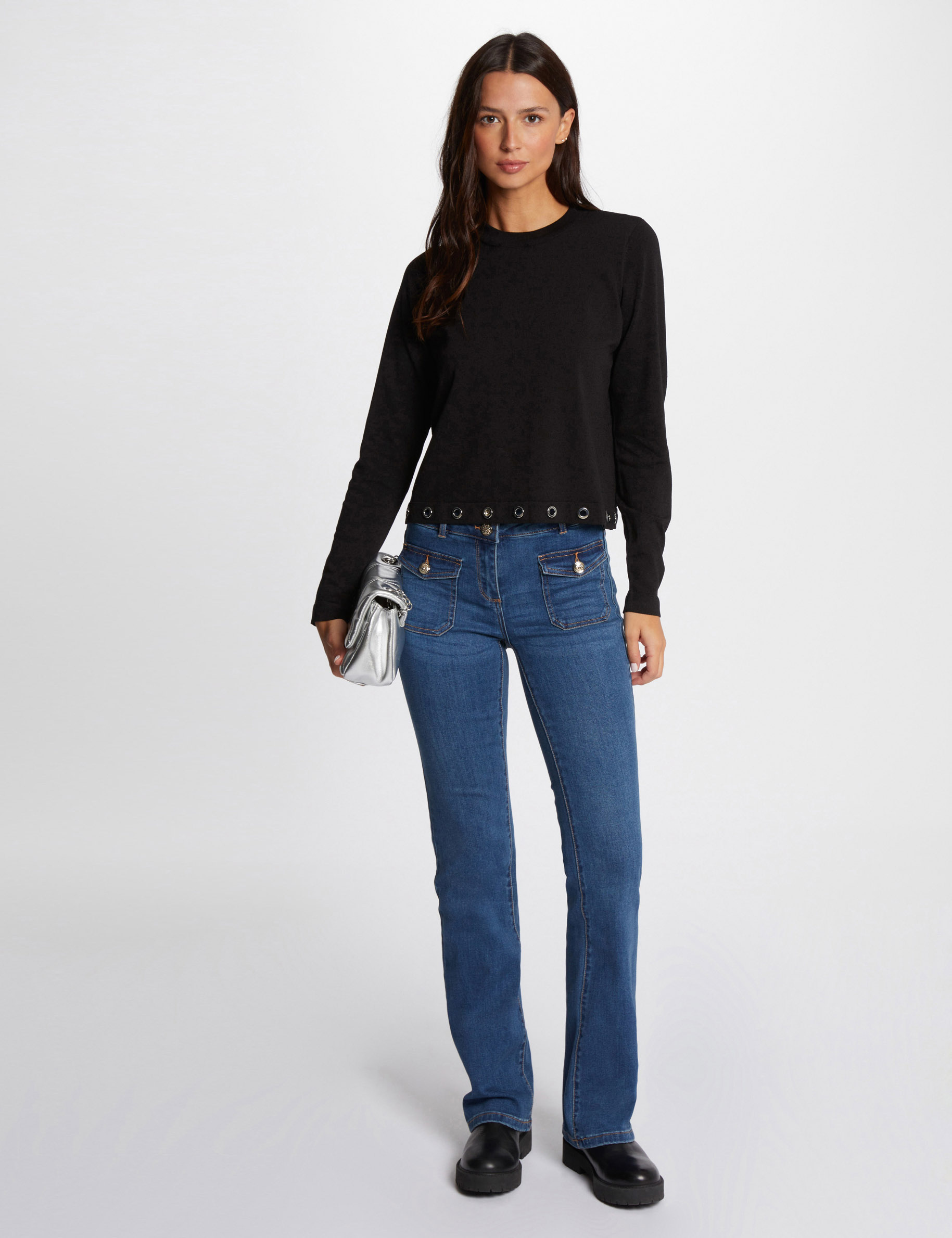 vaquero boot cut con bolsillos denim stone mujer Vaquero boot-cut con bolsillos denim stone mujer