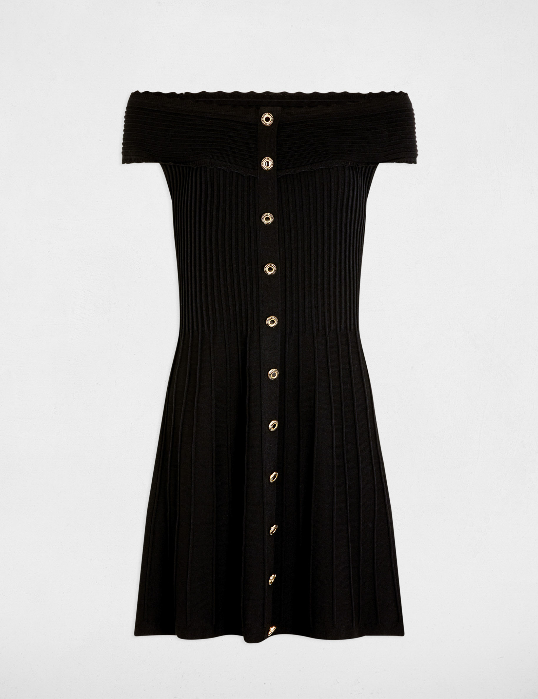 vestido punto corto evase negro mujer Vestido punto corto evasé negro mujer
