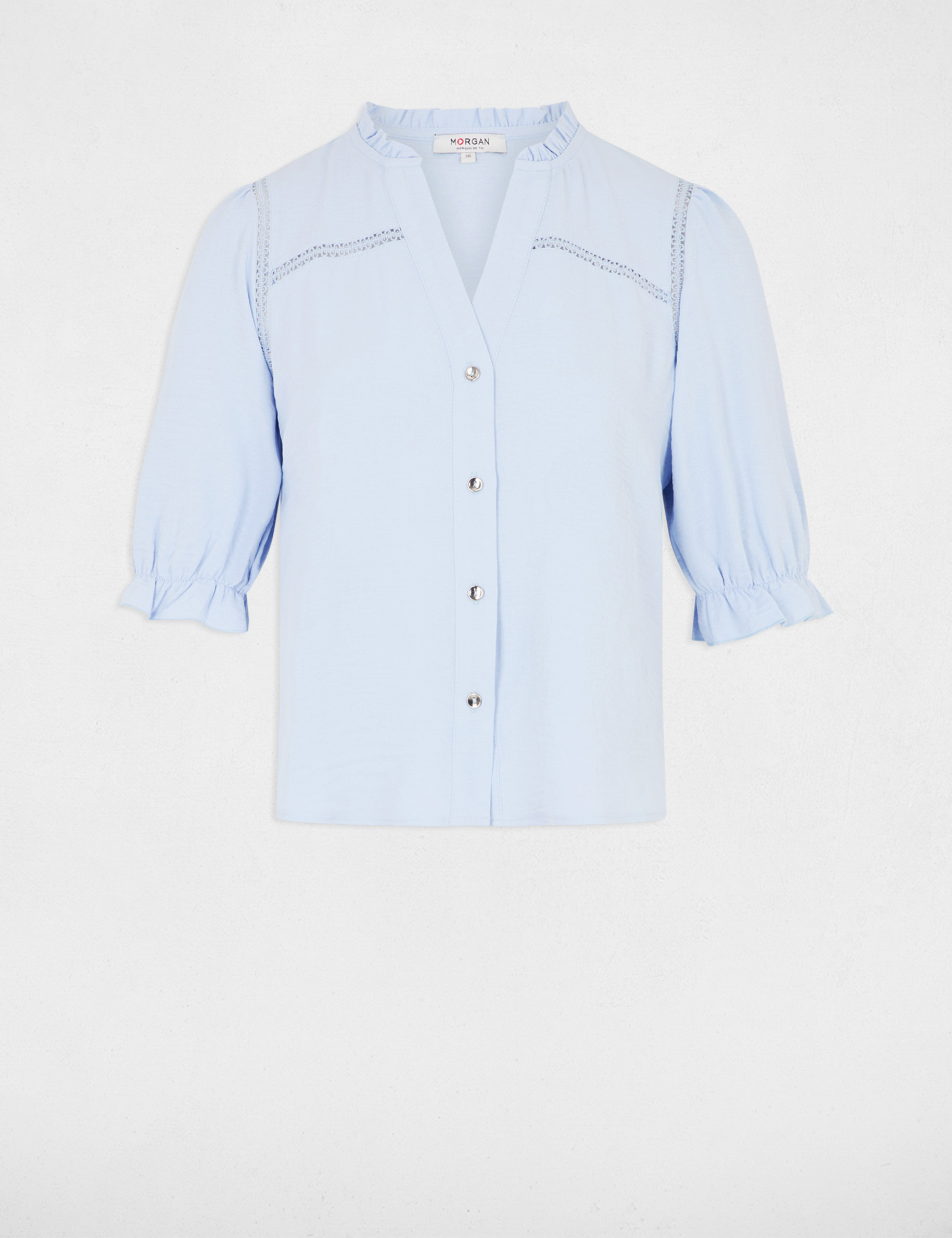 blusa manga 34 azul cielo mujer Blusa manga 3/4 azul cielo mujer