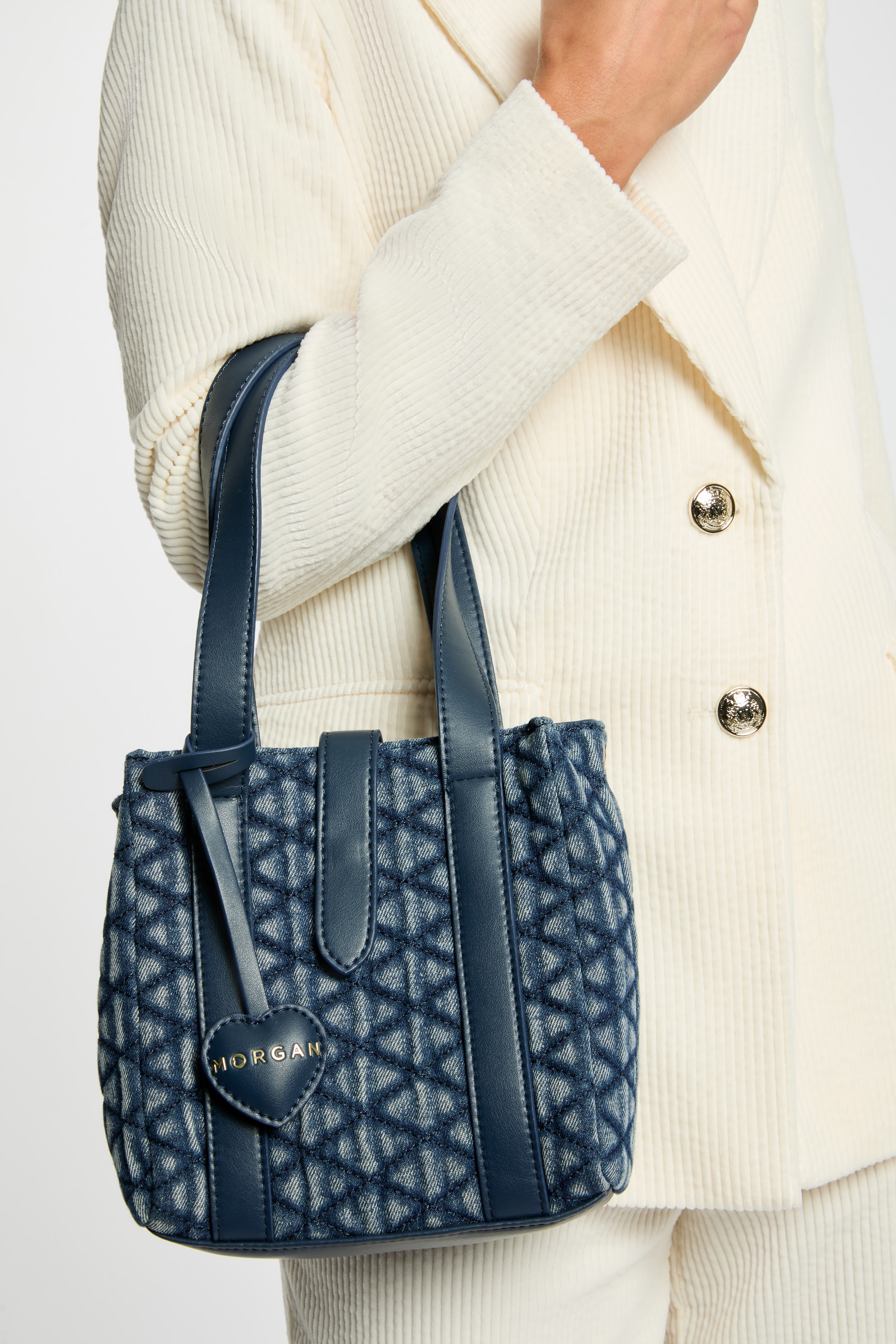 Bolso shopper acolchado denim stone mujer