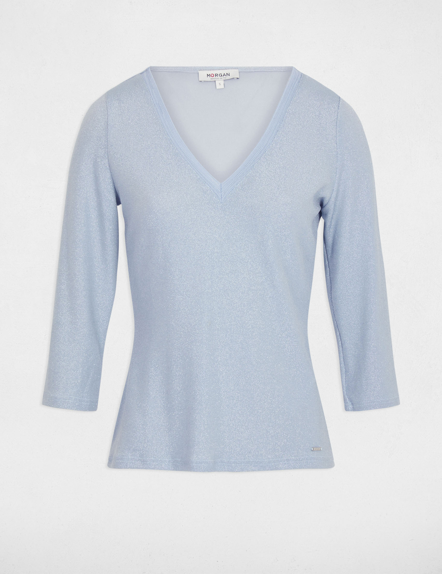 Camiseta manga 3/4 azul cielo mujer