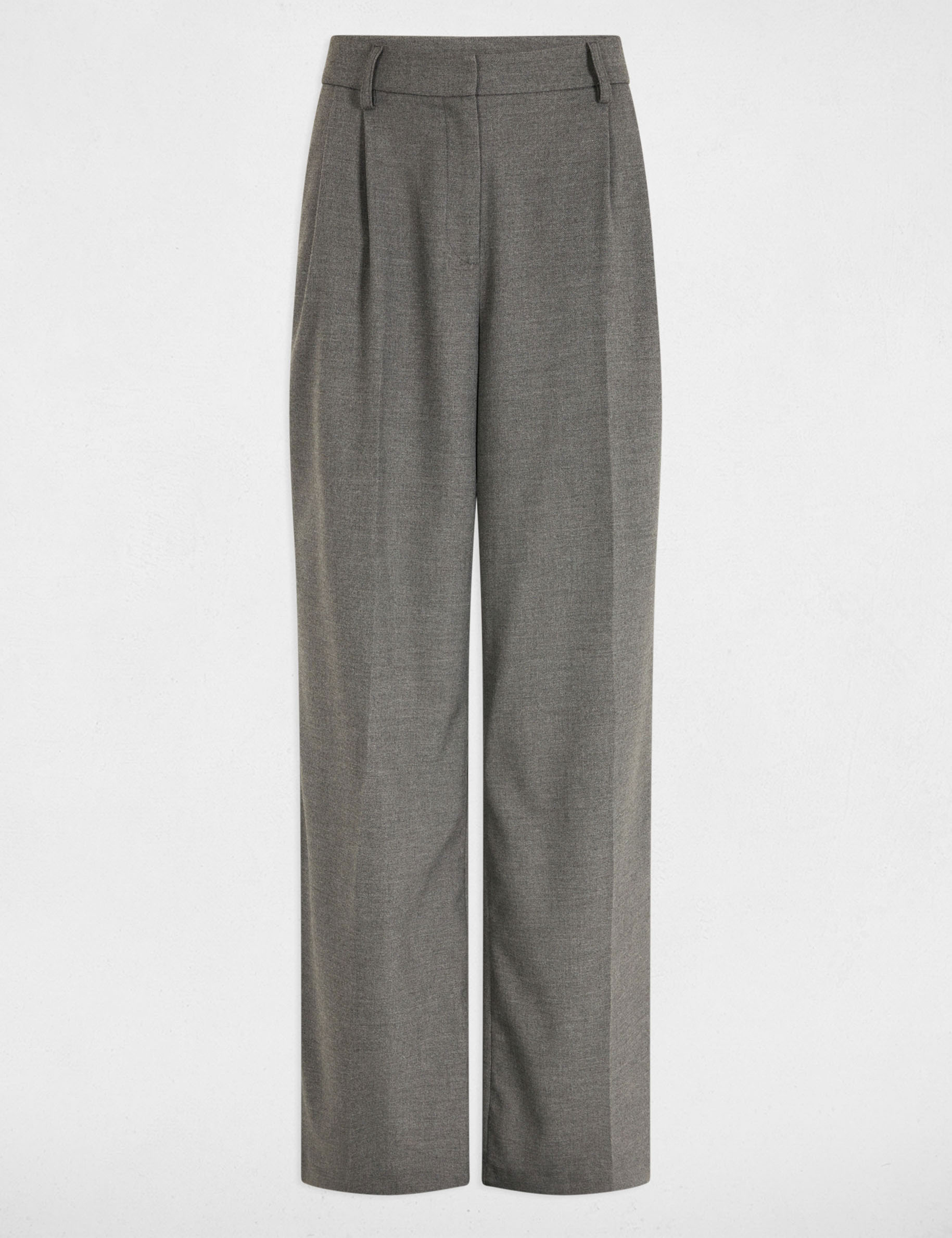 Pantal&oacute;n pernera ancha pinzas gris claro mujer