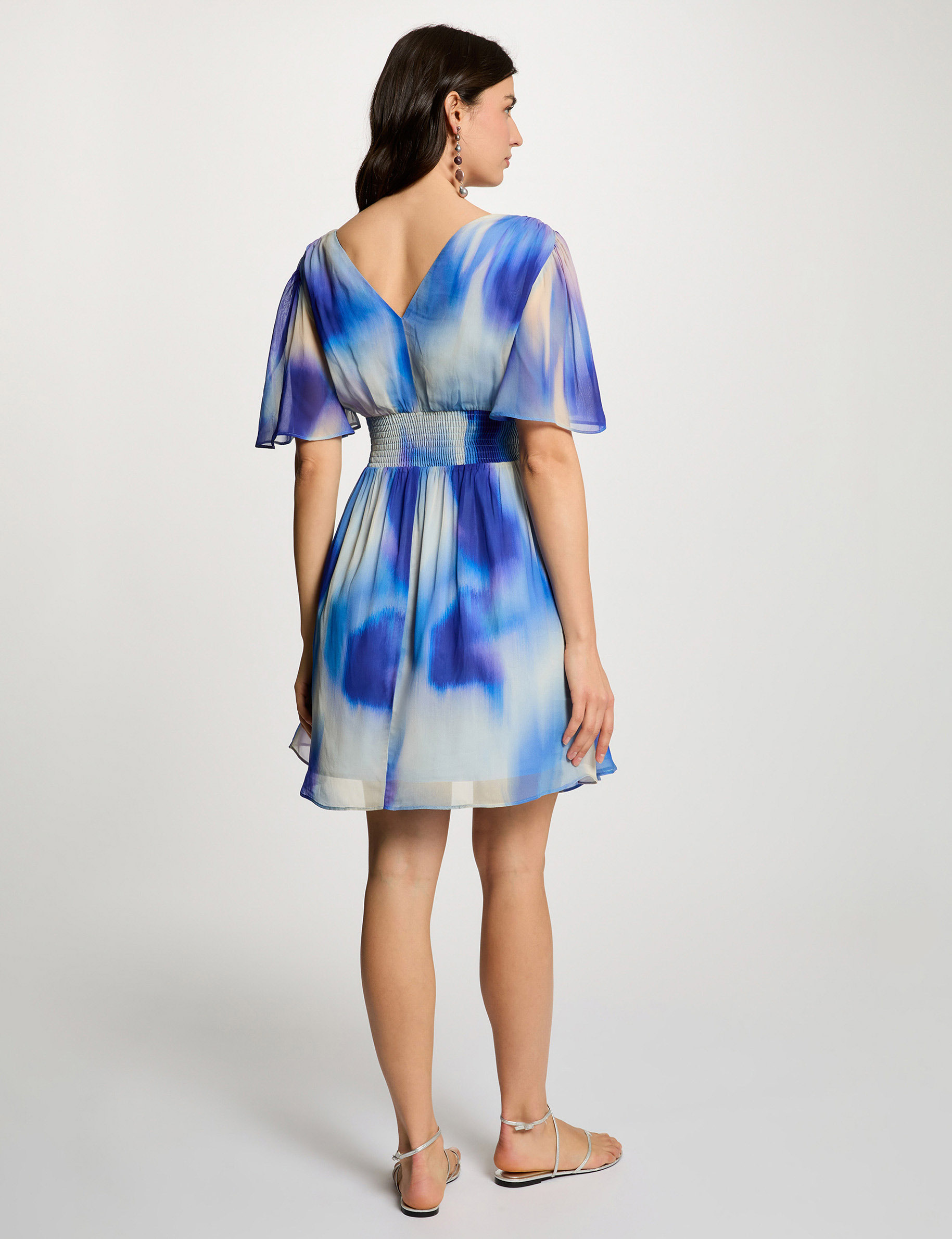 Vestido corto con cuello en V multicolor mujer