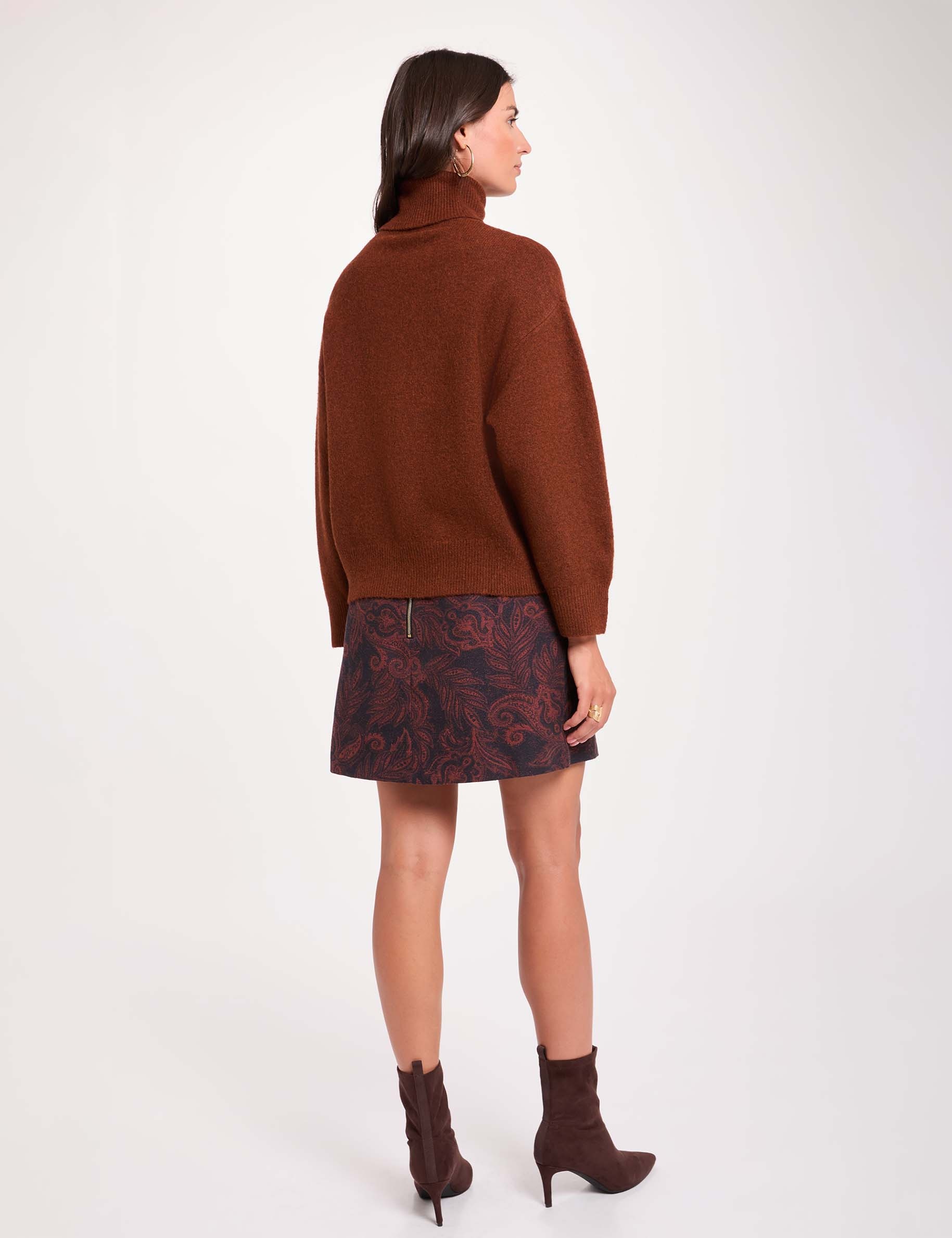Falda corta de tiro alto multicolor mujer