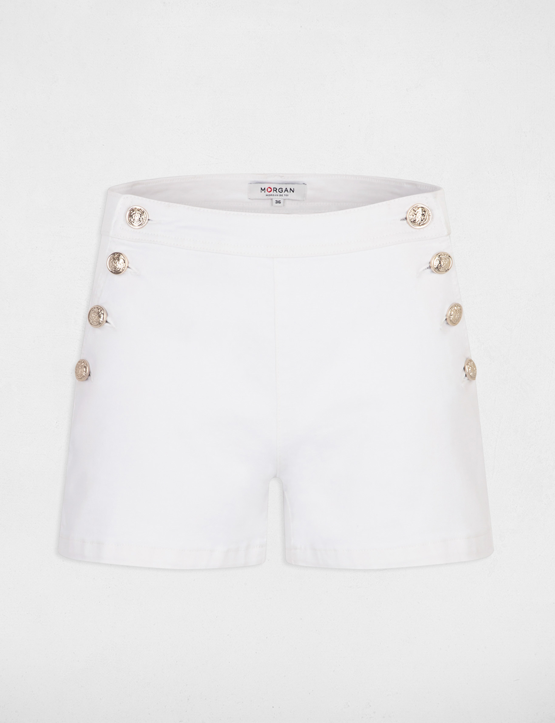 Short ajustado con botones marfil mujer