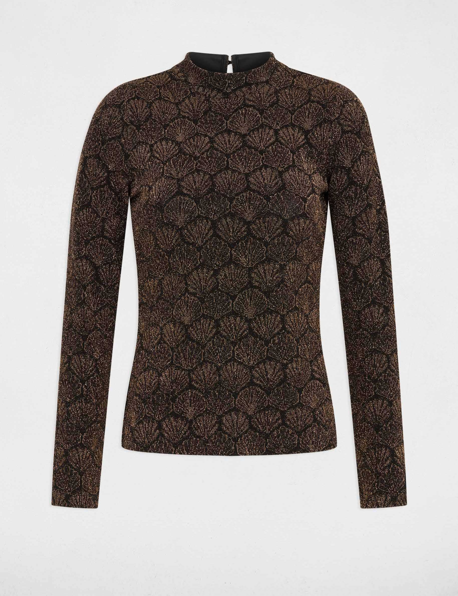 Camiseta de cuello alto color bronce mujer