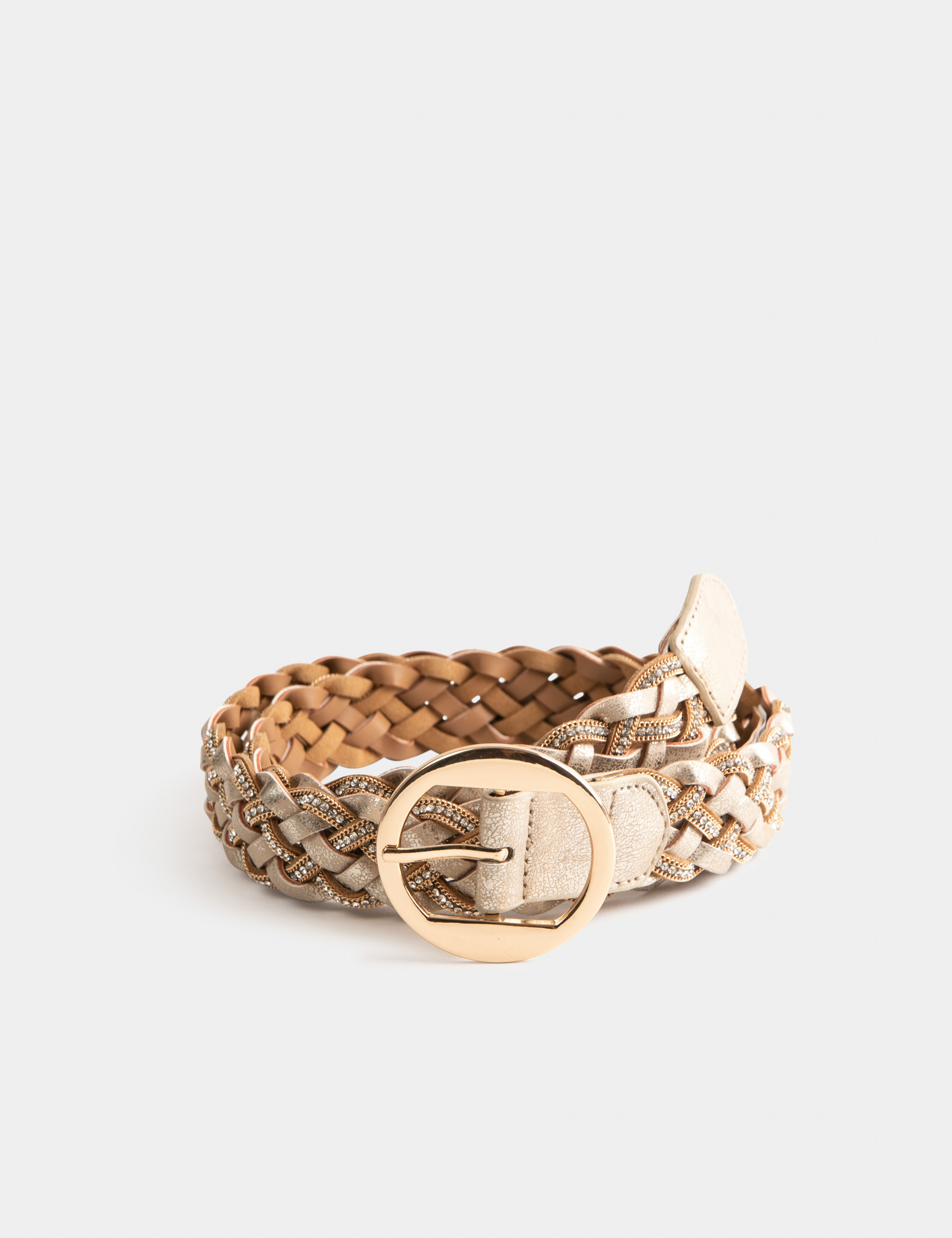 cinturon trenzado con strass amarillo oro mujer Cinturón trenzado con strass amarillo oro mujer