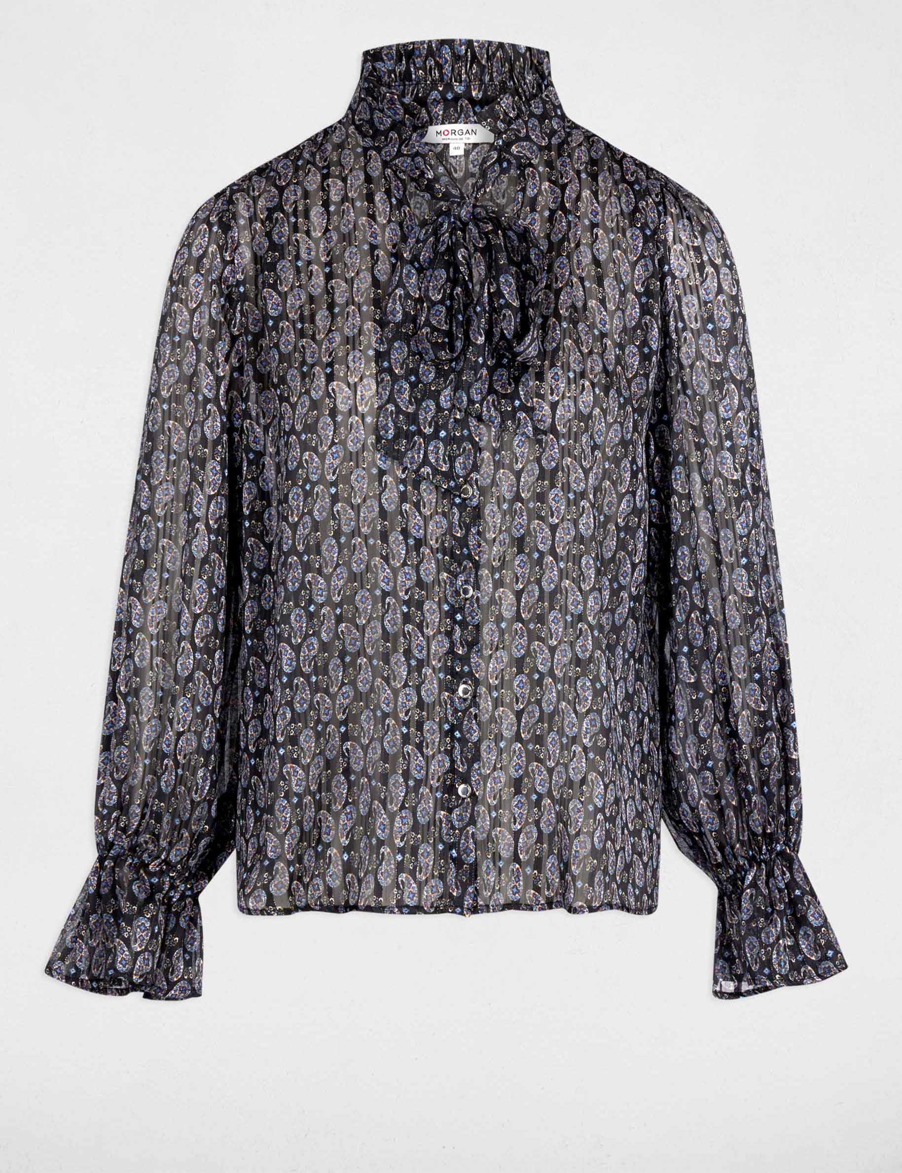 Camisa fluida con cuello en v multicolor mujer