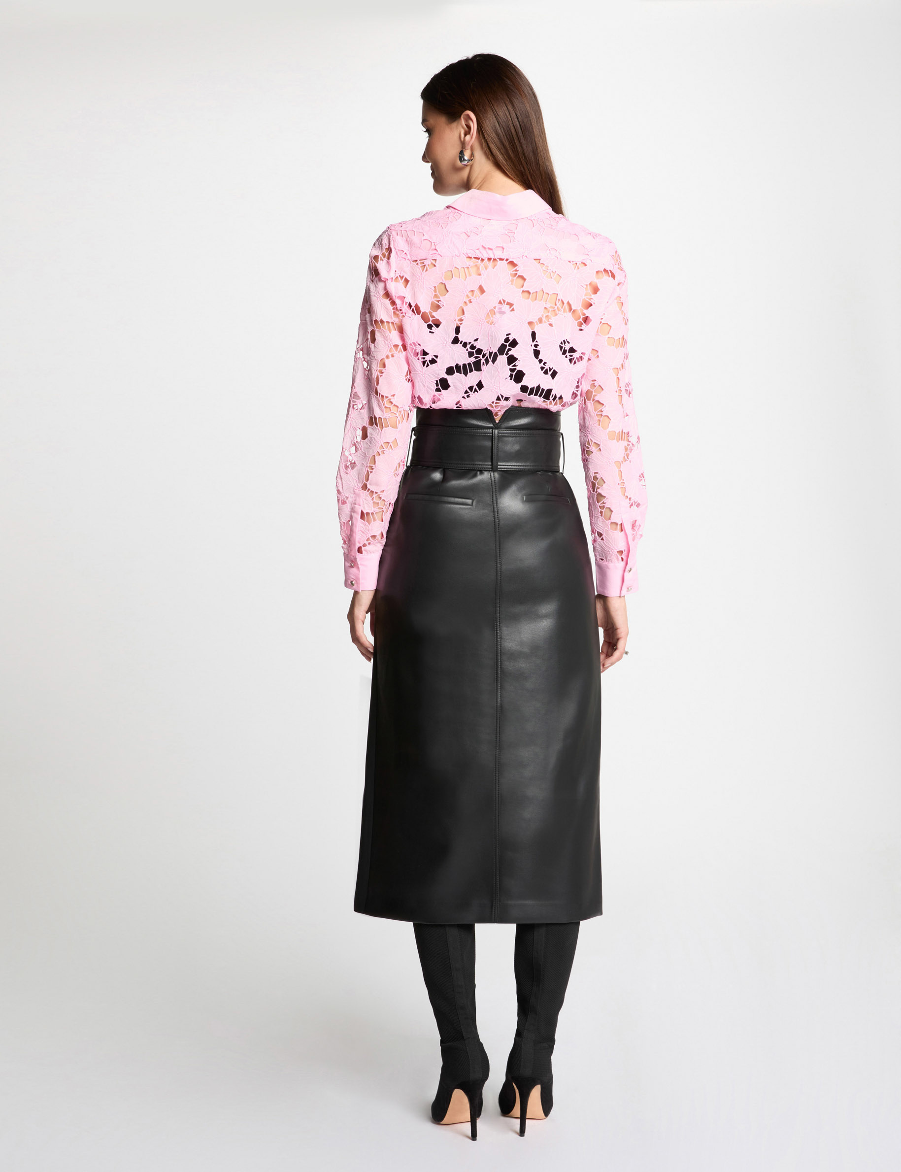 falda larga cuero sintetico negro mujer Falda larga cuero sintético negro mujer
