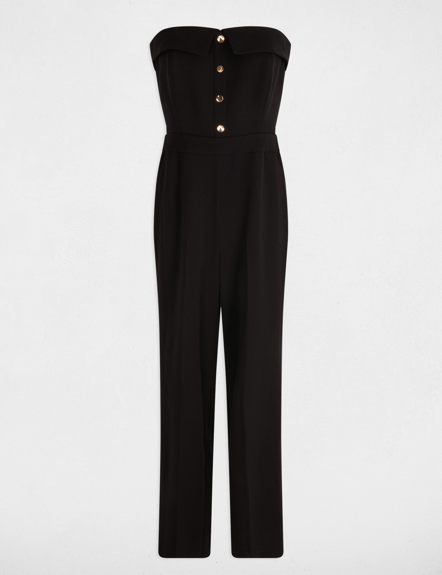 mono largo escote corpino negro mujer Mono largo escote corpiño negro mujer