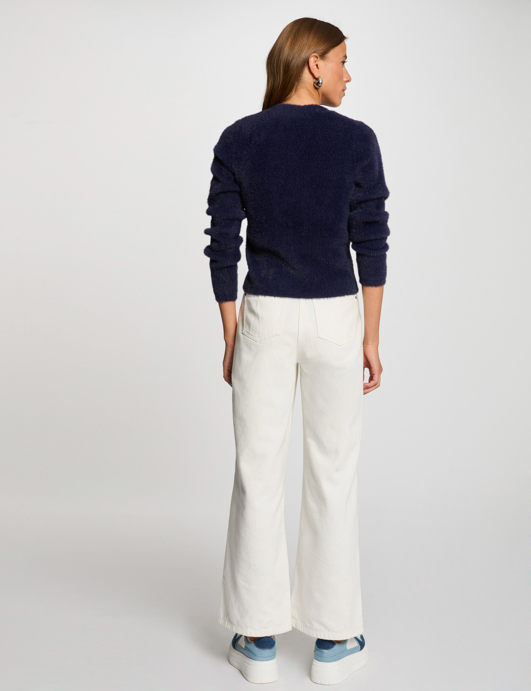 cardigan manga larga azul marino mujer Cárdigan manga larga azul marino mujer