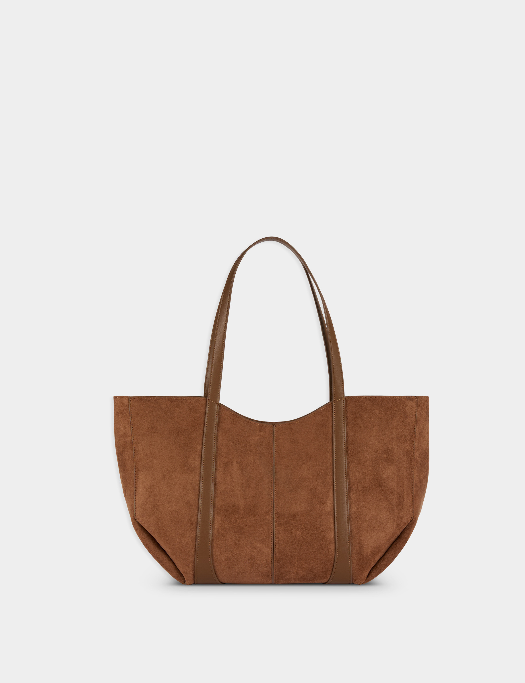 Bolso tote de ante marr&oacute;n co&ntilde;ac mujer