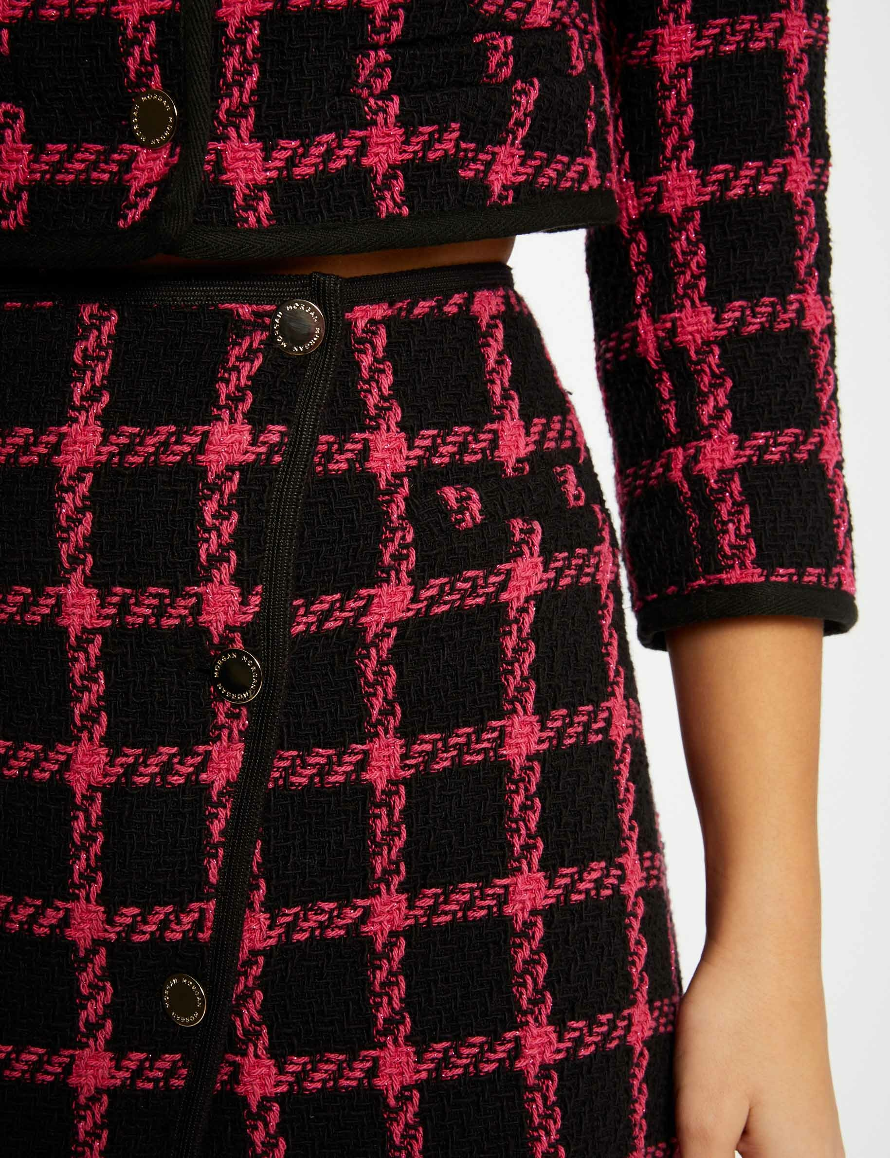 Falda cruzada estampado de cuadros negro mujer Falda cruzada estampado de cuadros negro mujer