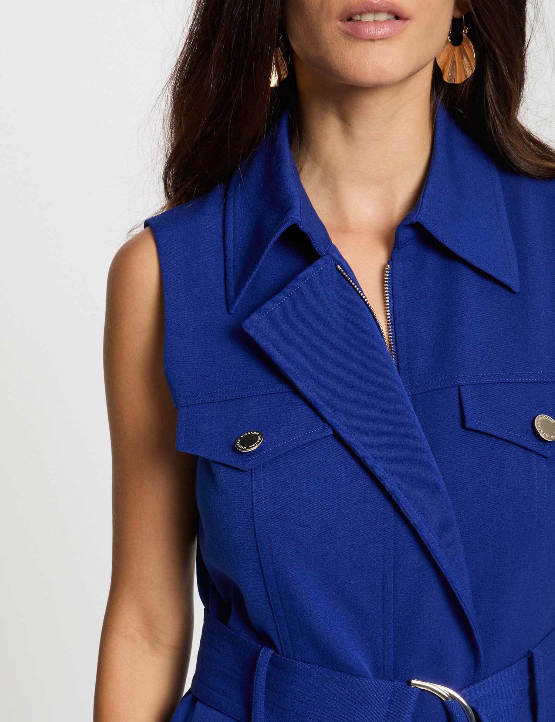 vestido entallado cinturon azul petroleo mujer Vestido entallado cinturón azul petróleo mujer