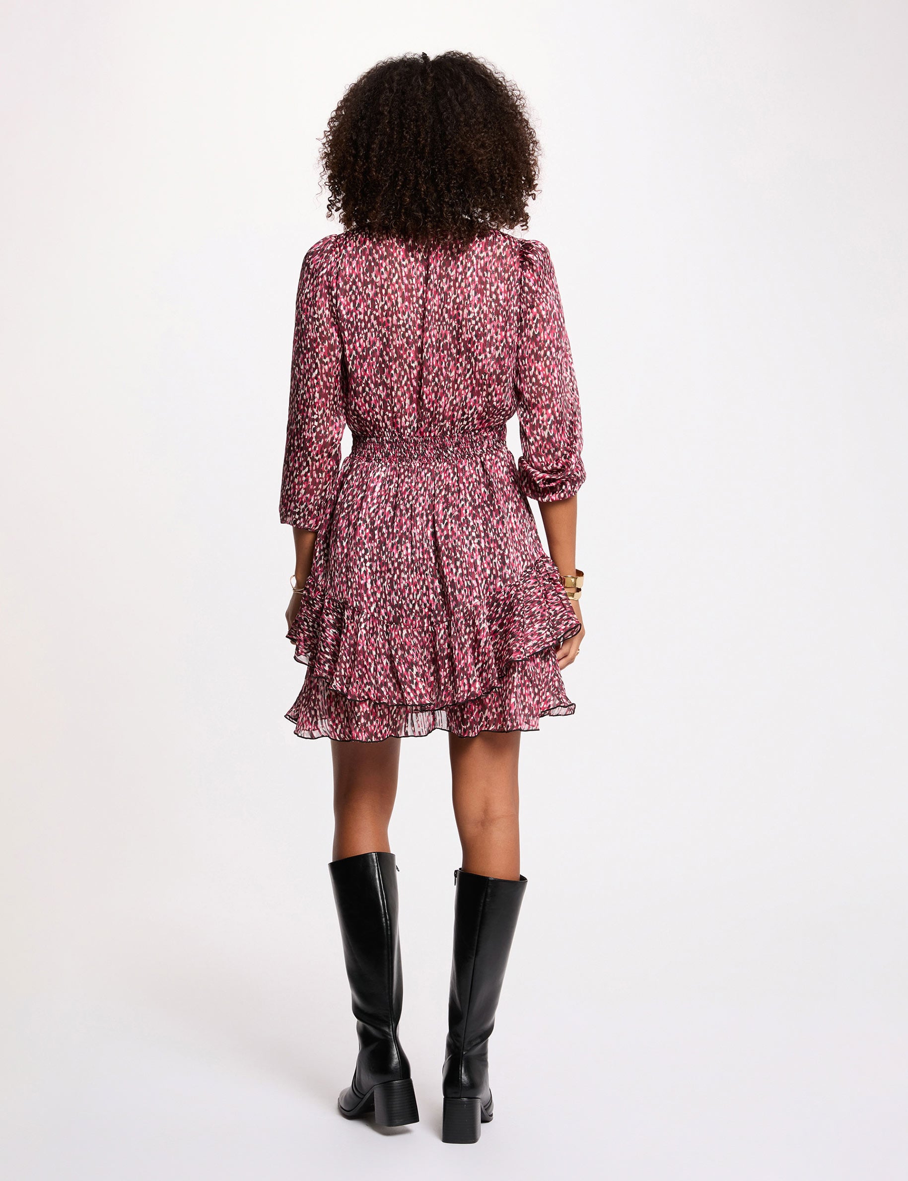 Vestido corto con cuello en V multicolor mujer
