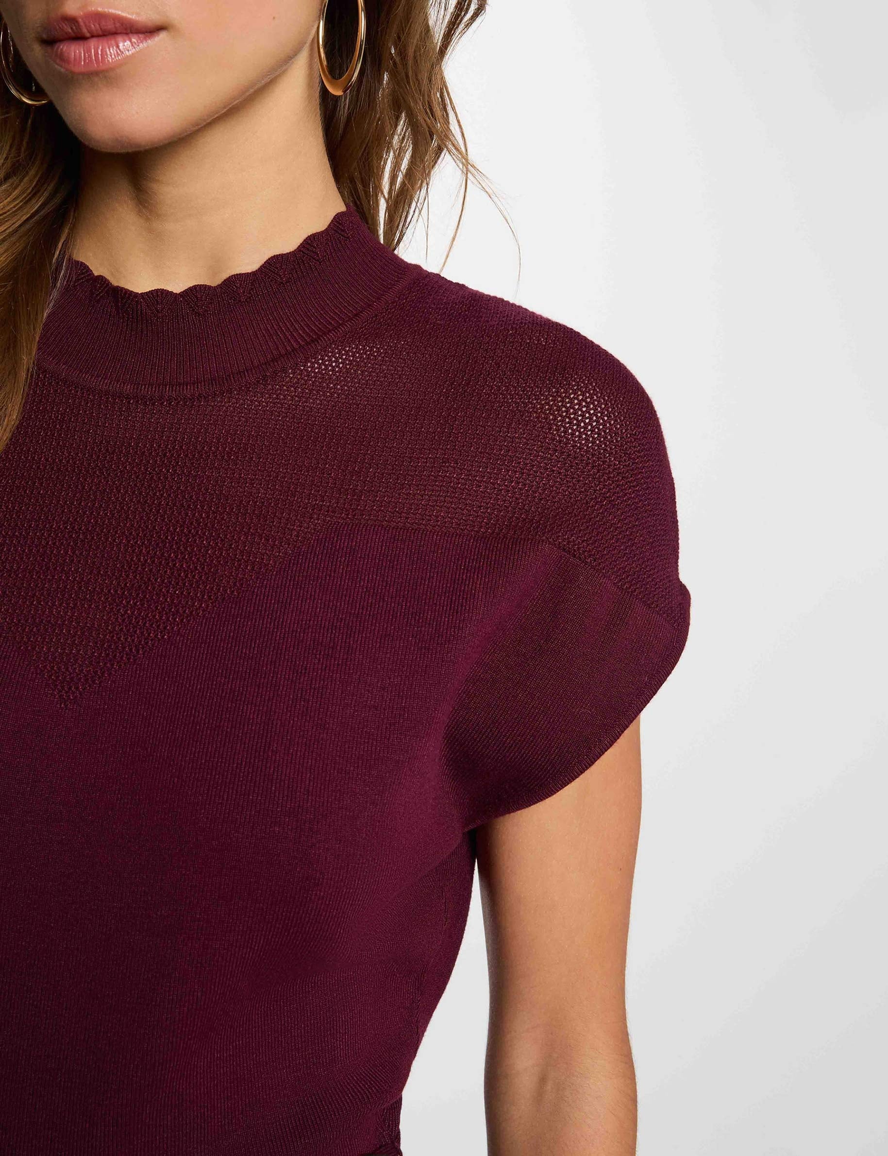 Vestido de punto manga corta ciruela mujer