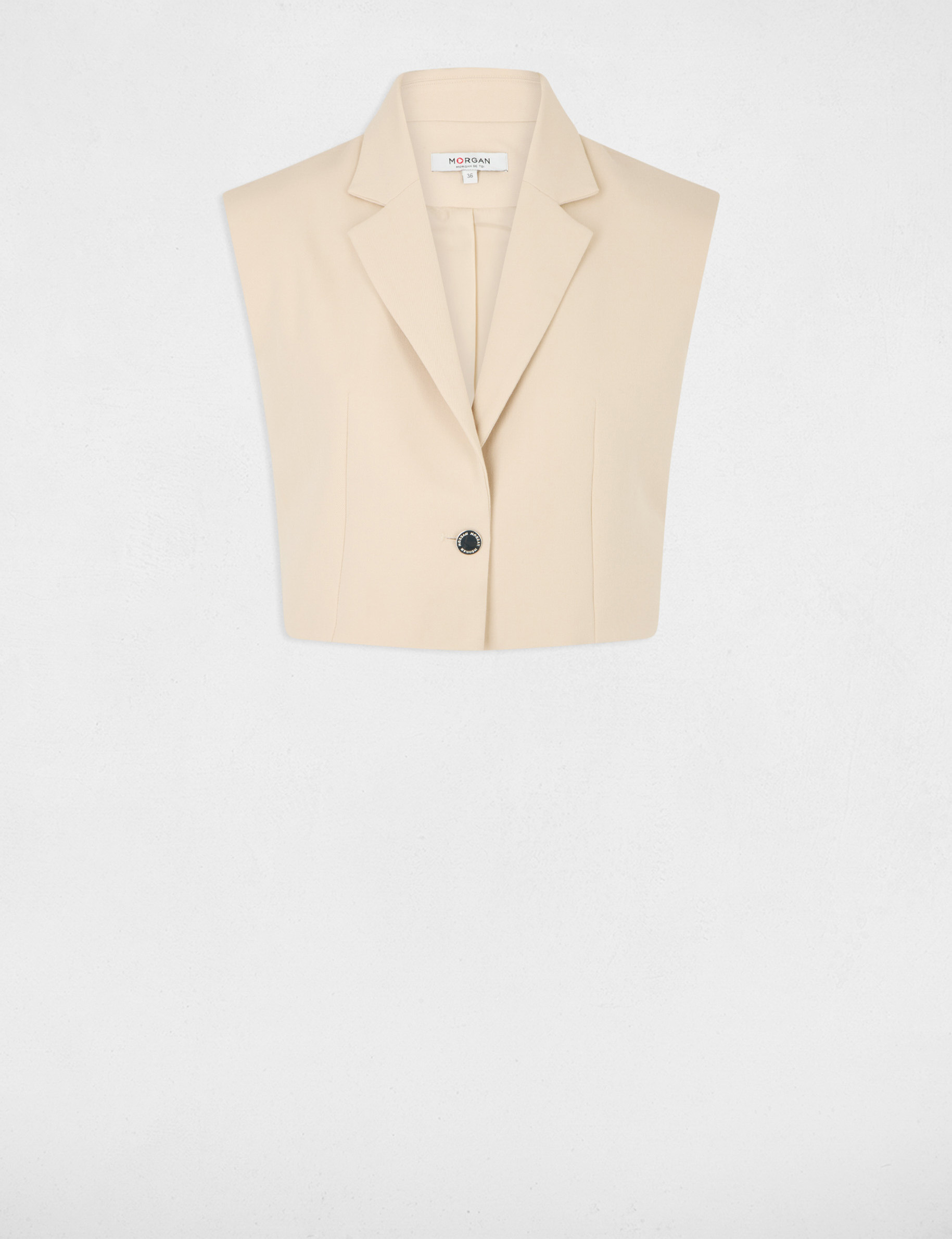 Chaleco cropped beige mujer