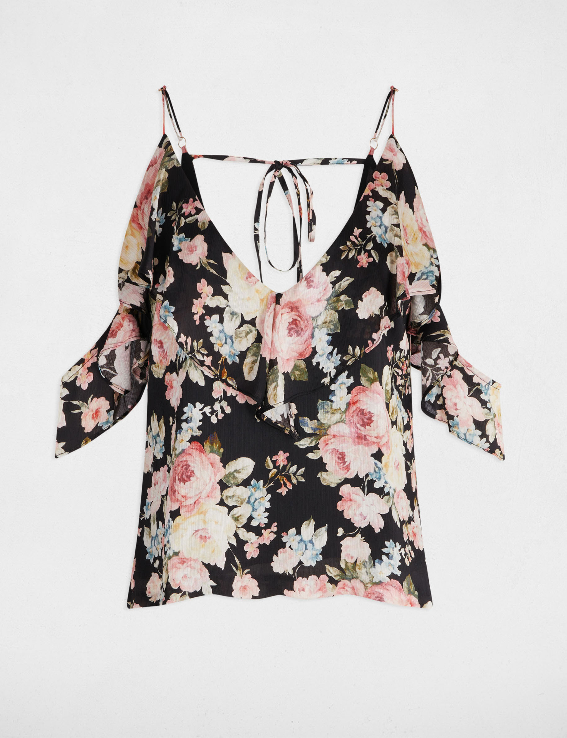 top estampado volantes multicolor mujer Top estampado volantes multicolor mujer