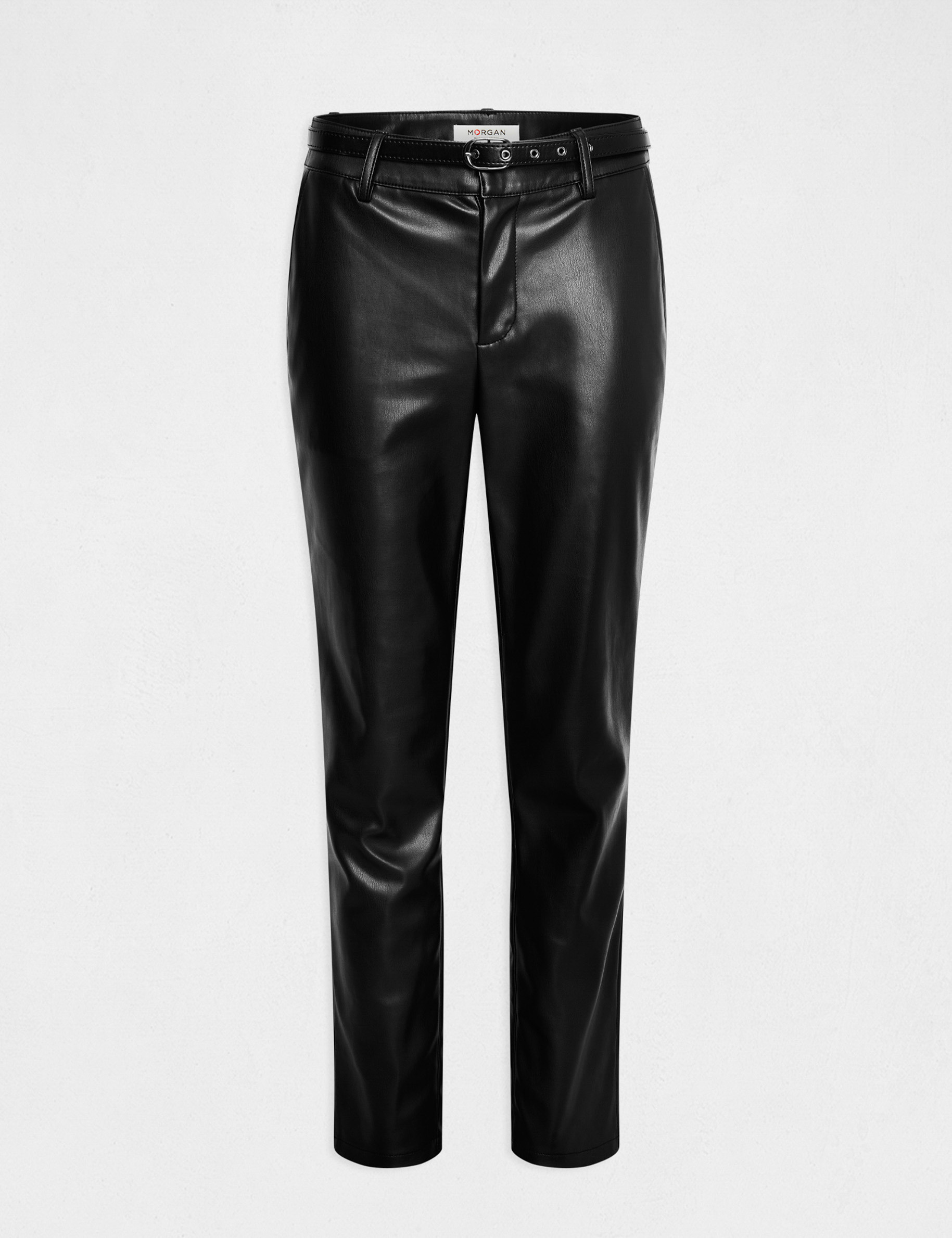 pantalon ajustado cuero sintetico negro mujer Pantalón ajustado cuero sintético negro mujer