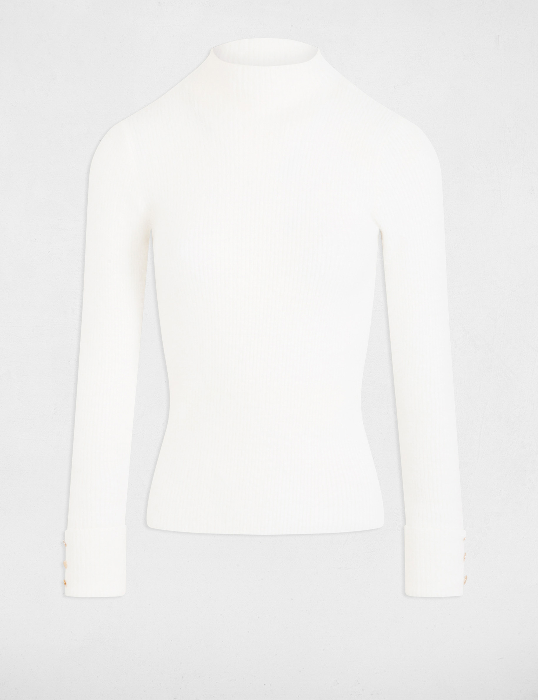 Jersey manga larga punto aterciopelado marfil mujer