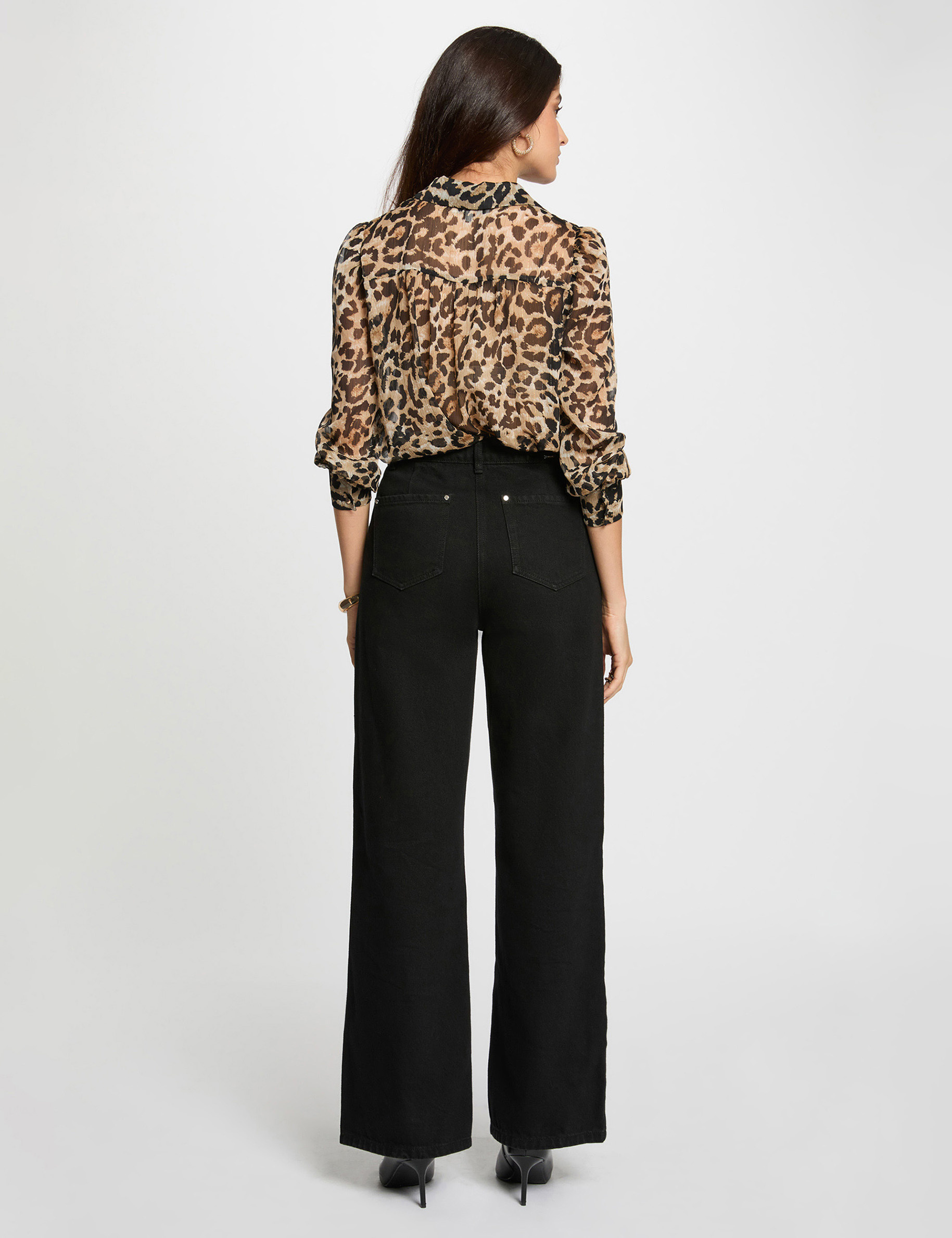 Camisa de gasa estampada multicolor mujer