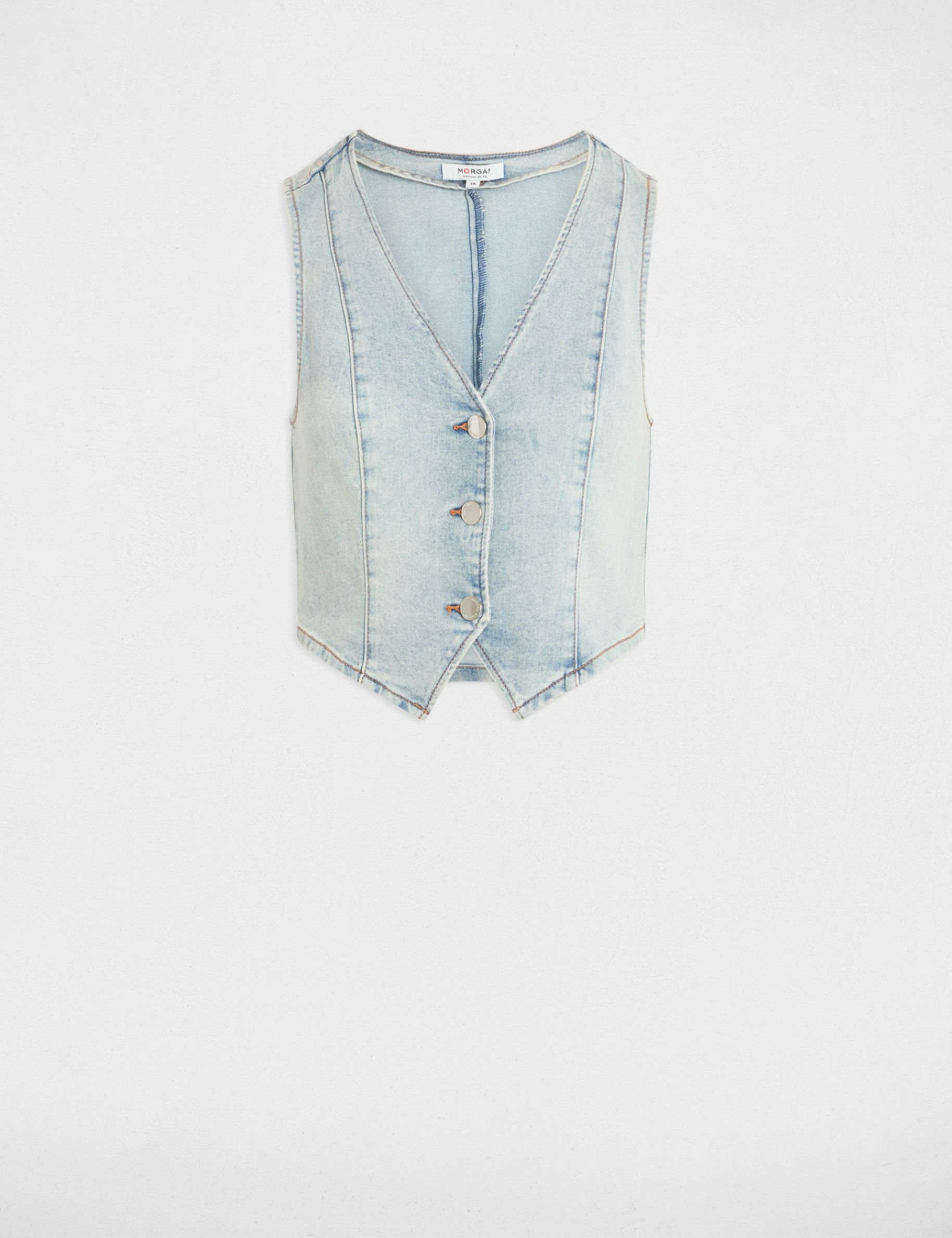 top sin mangas vaquero denim descolorido mujer Top sin mangas vaquero denim descolorido mujer