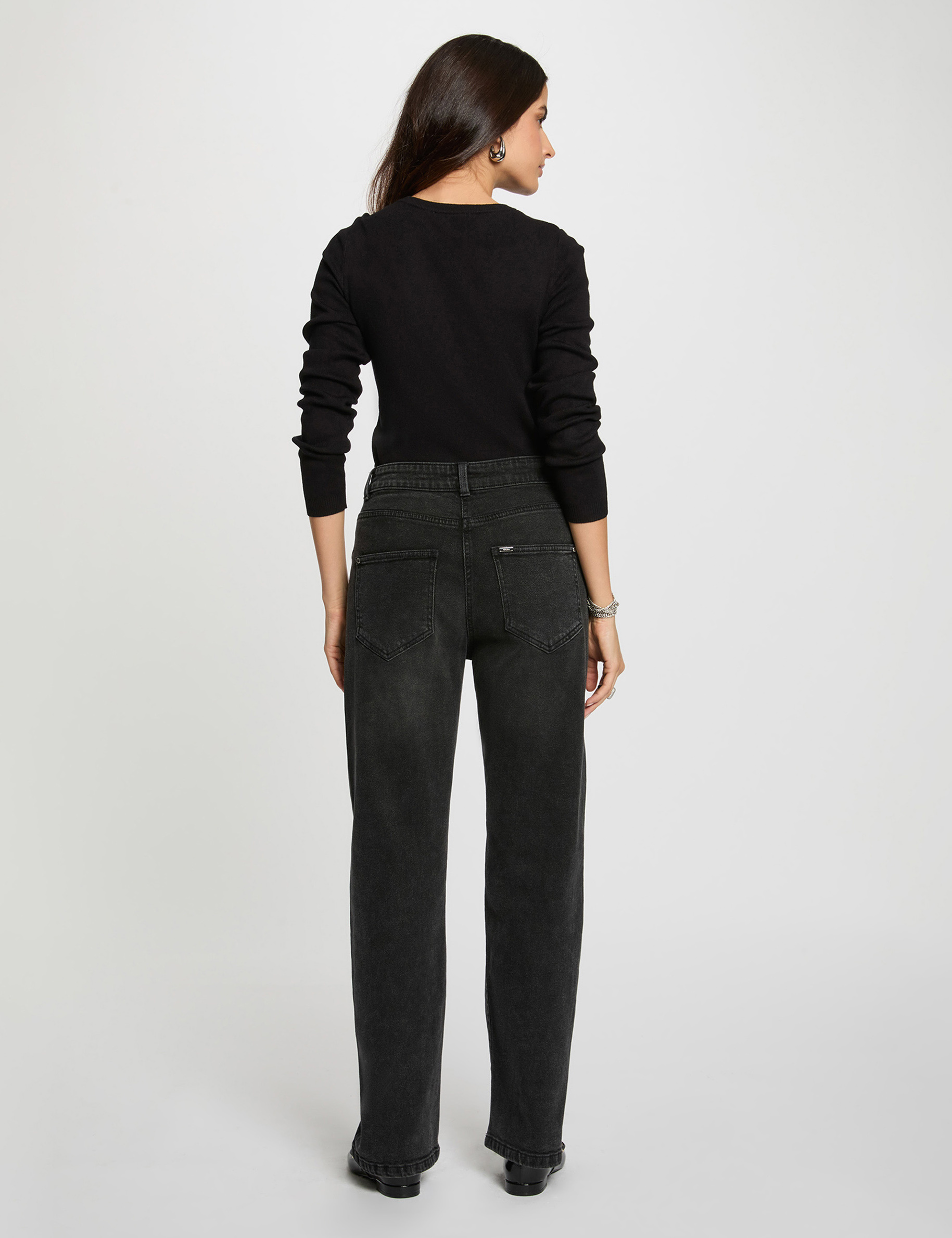 jersey cuello redondo encaje negro mujer Jersey cuello redondo encaje negro mujer
