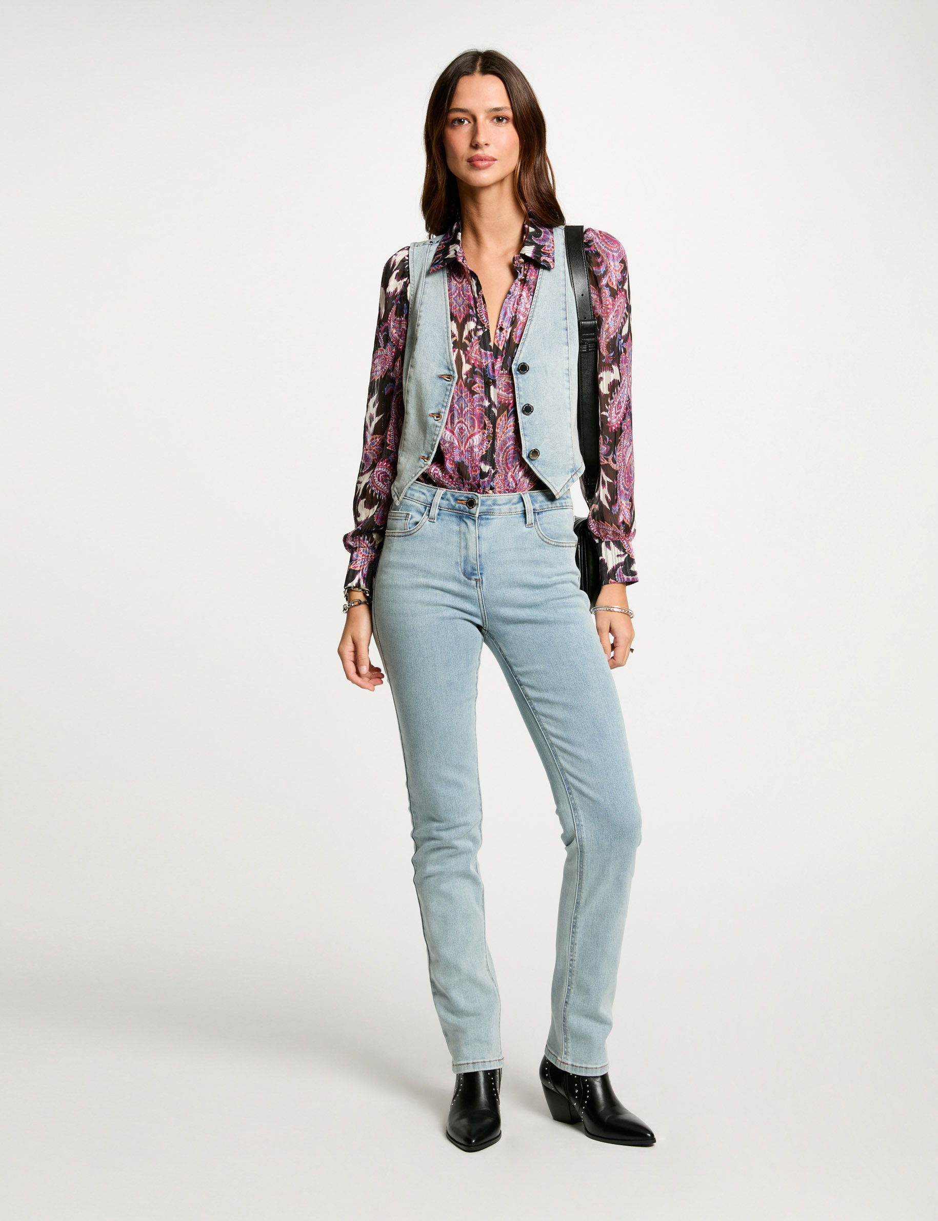 top sin mangas vaquero denim descolorido mujer Top sin mangas vaquero denim descolorido mujer