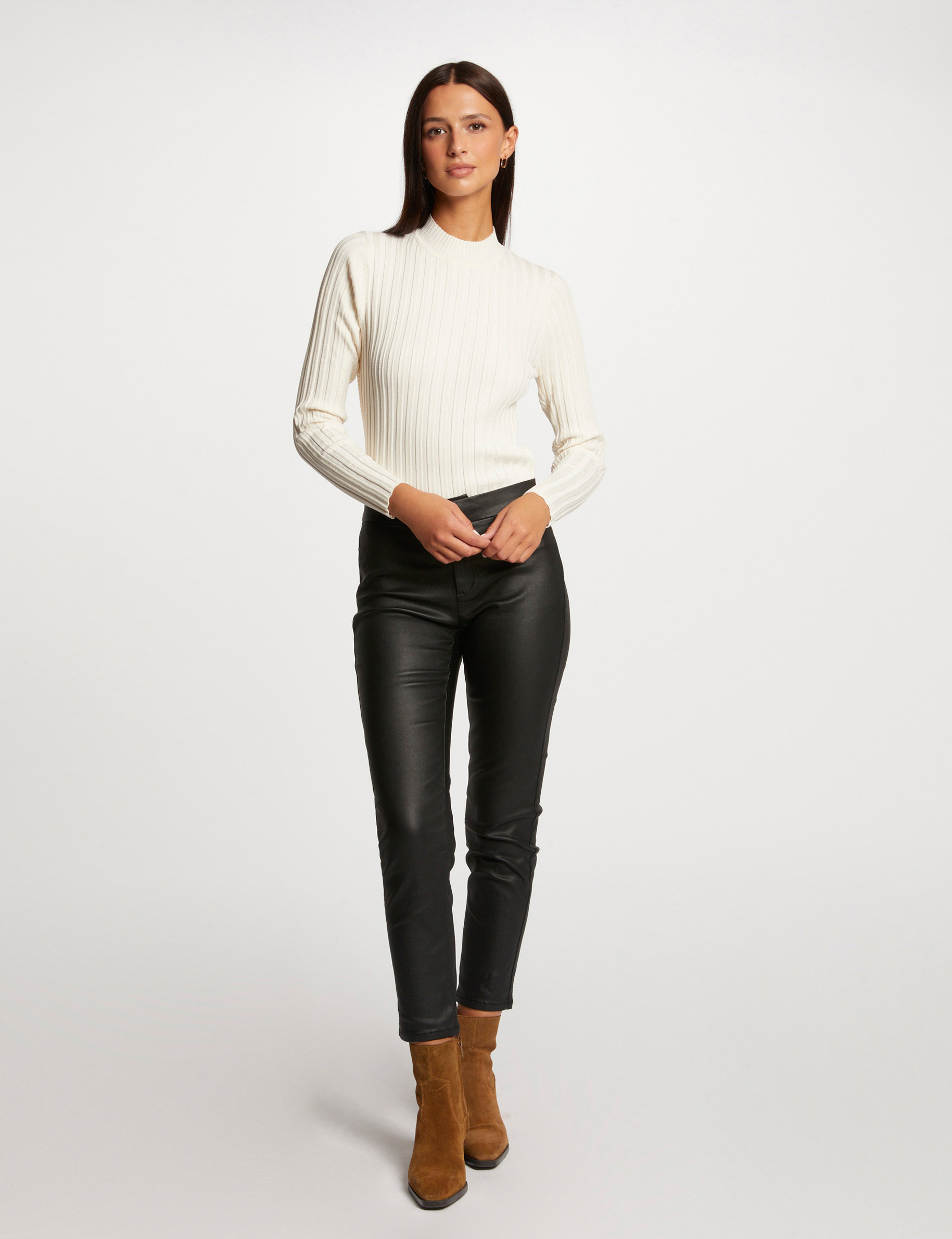 jersey manga larga con espalda abertura marfil mujer Jersey manga larga con espalda abertura marfil mujer