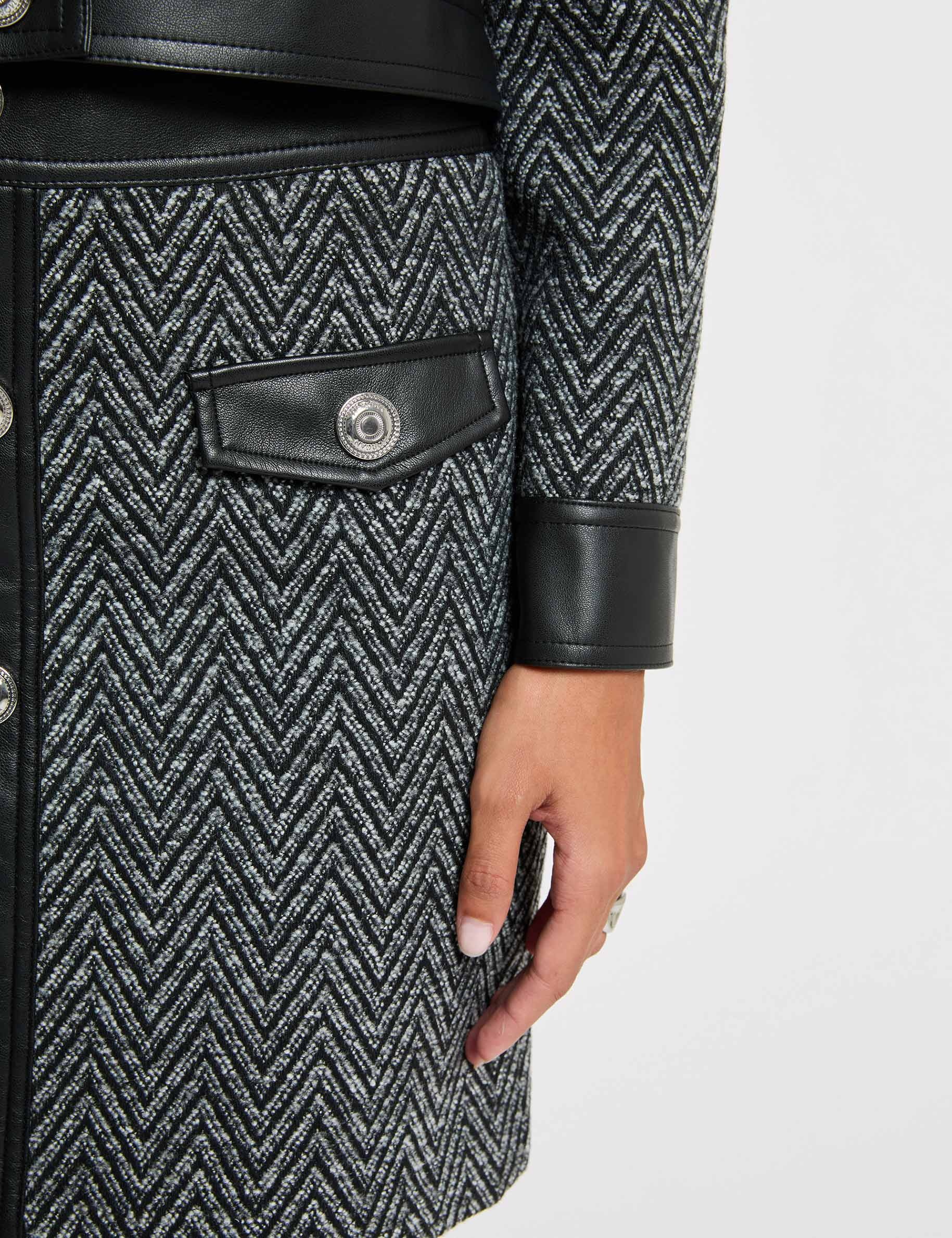 Falda de tweed negro mujer