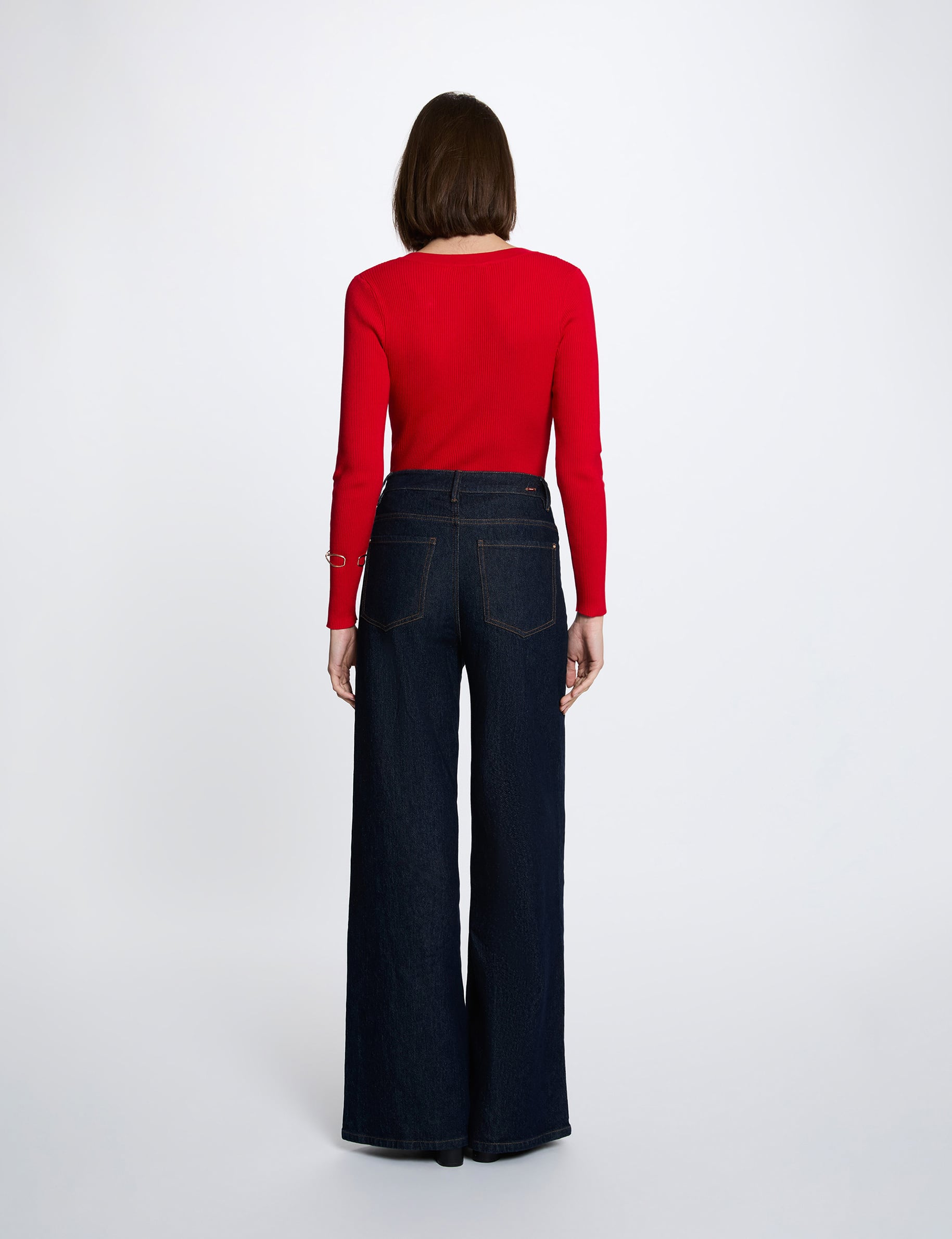 Jersey cuello v fantas&iacute;a rojo mujer