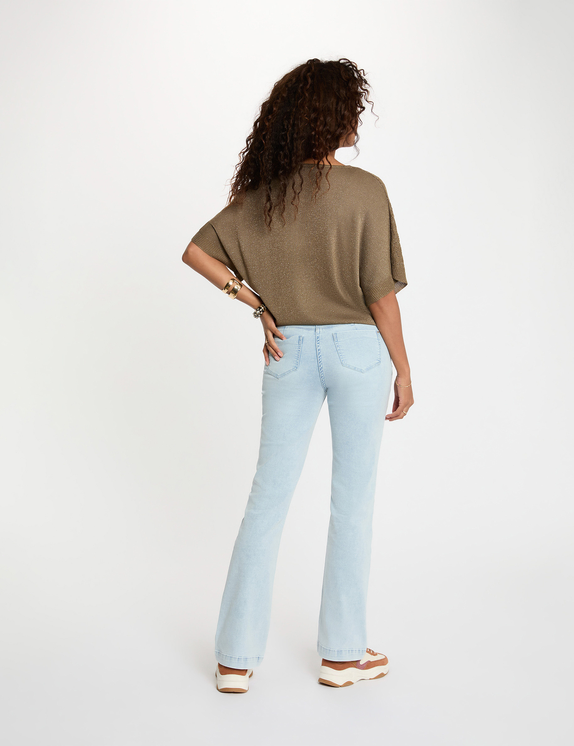 Jersey oversize con cuello v verde caqui mujer