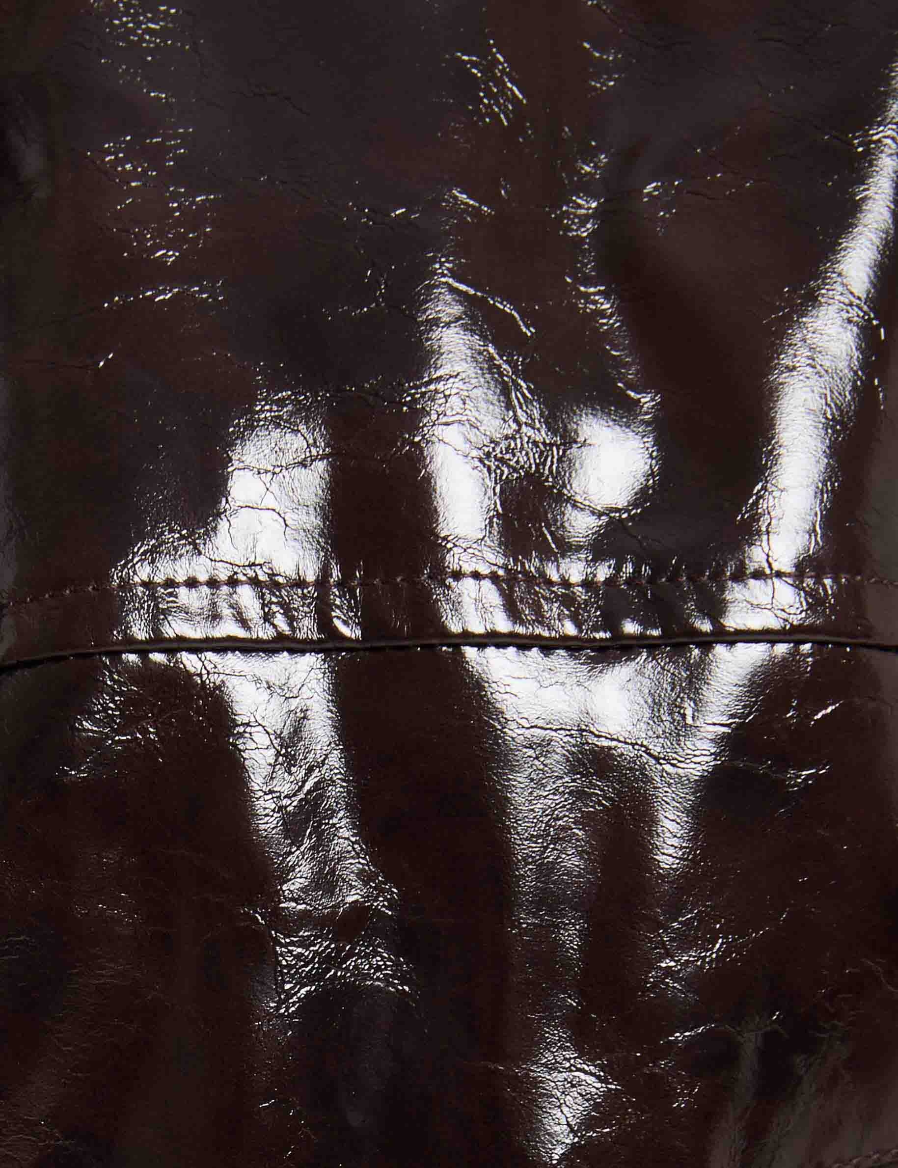 Chaqueta con cuello de pelo marr&oacute;n oscuro mujer