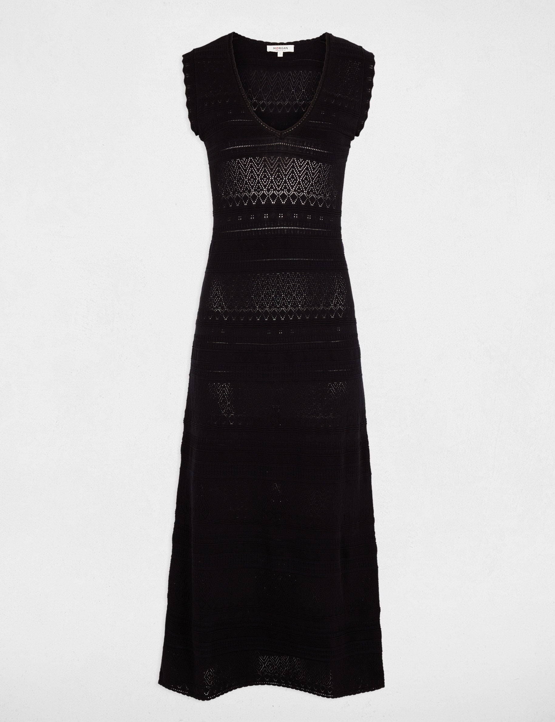 Vestido punto largo ajustado azul marino mujer