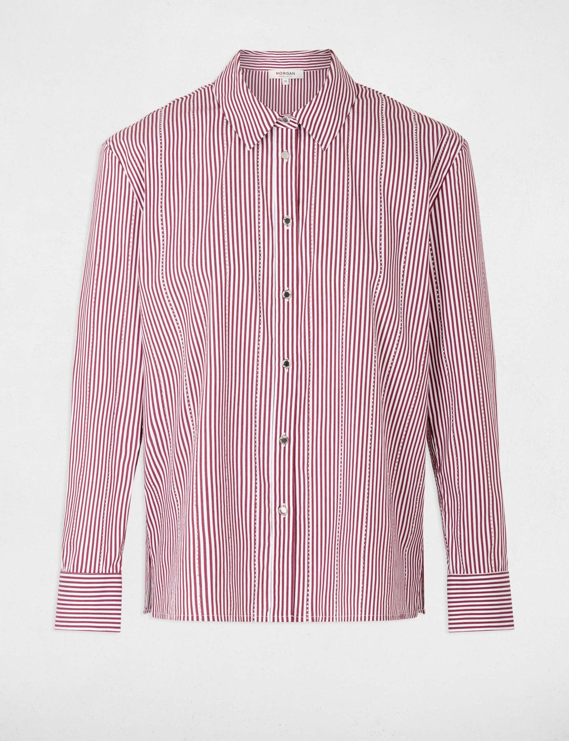 Camisa rayada con strass multicolor mujer