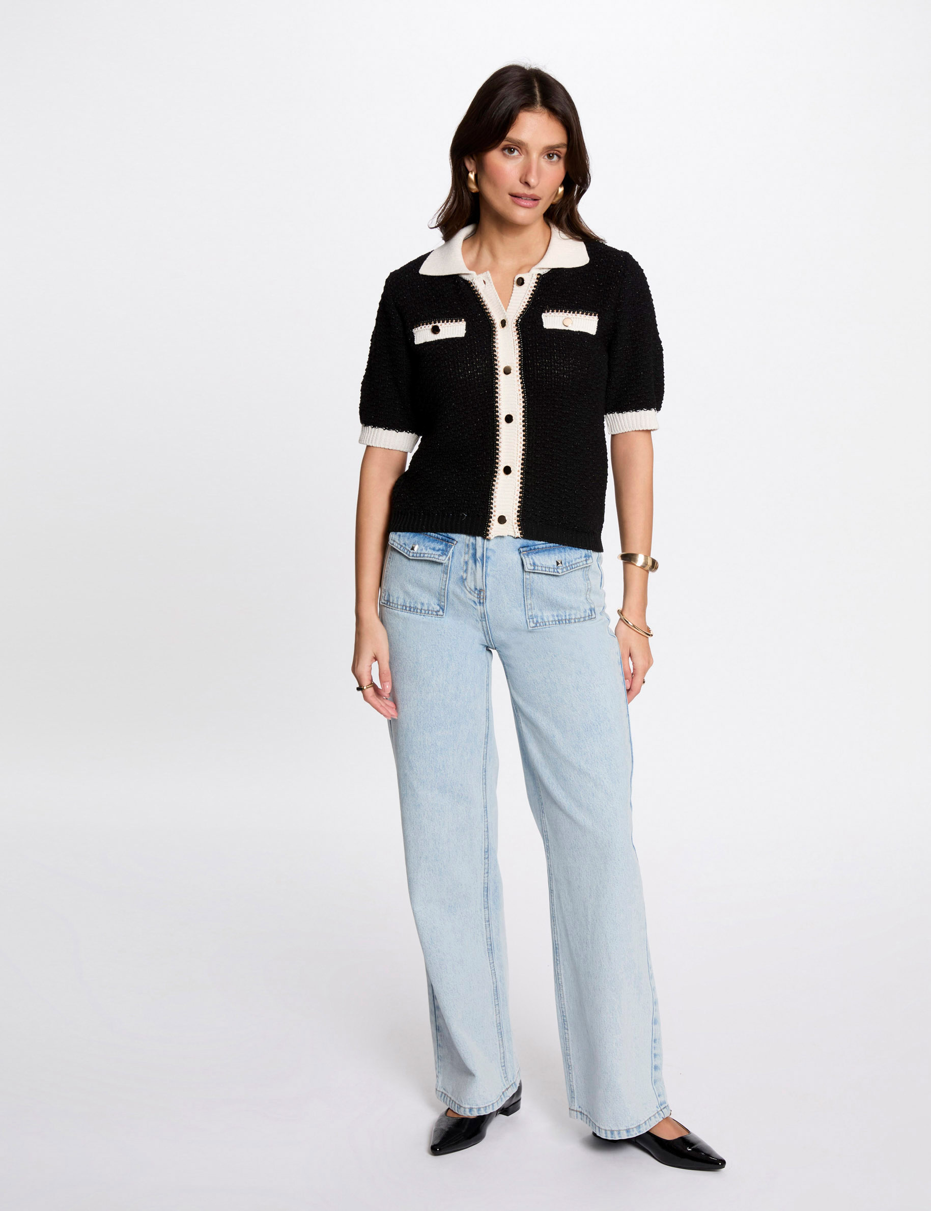 cardigan cuello de solapa negro mujer Cárdigan cuello de solapa negro mujer