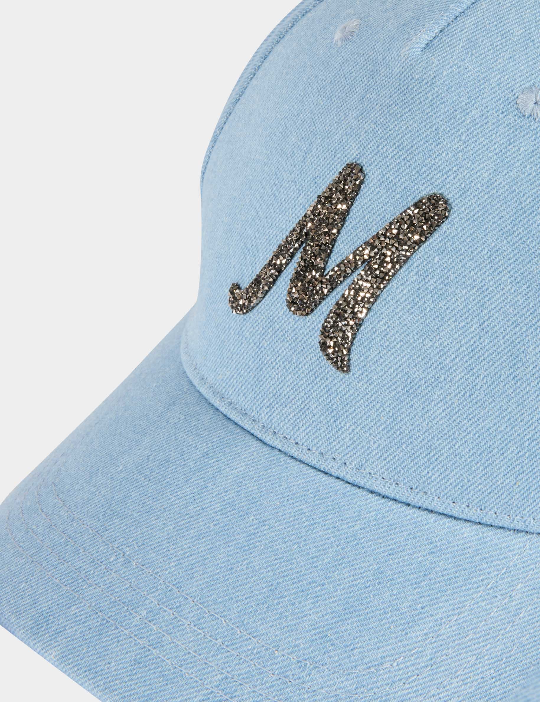 Gorra vaquero M con strass denim descolorido mujer