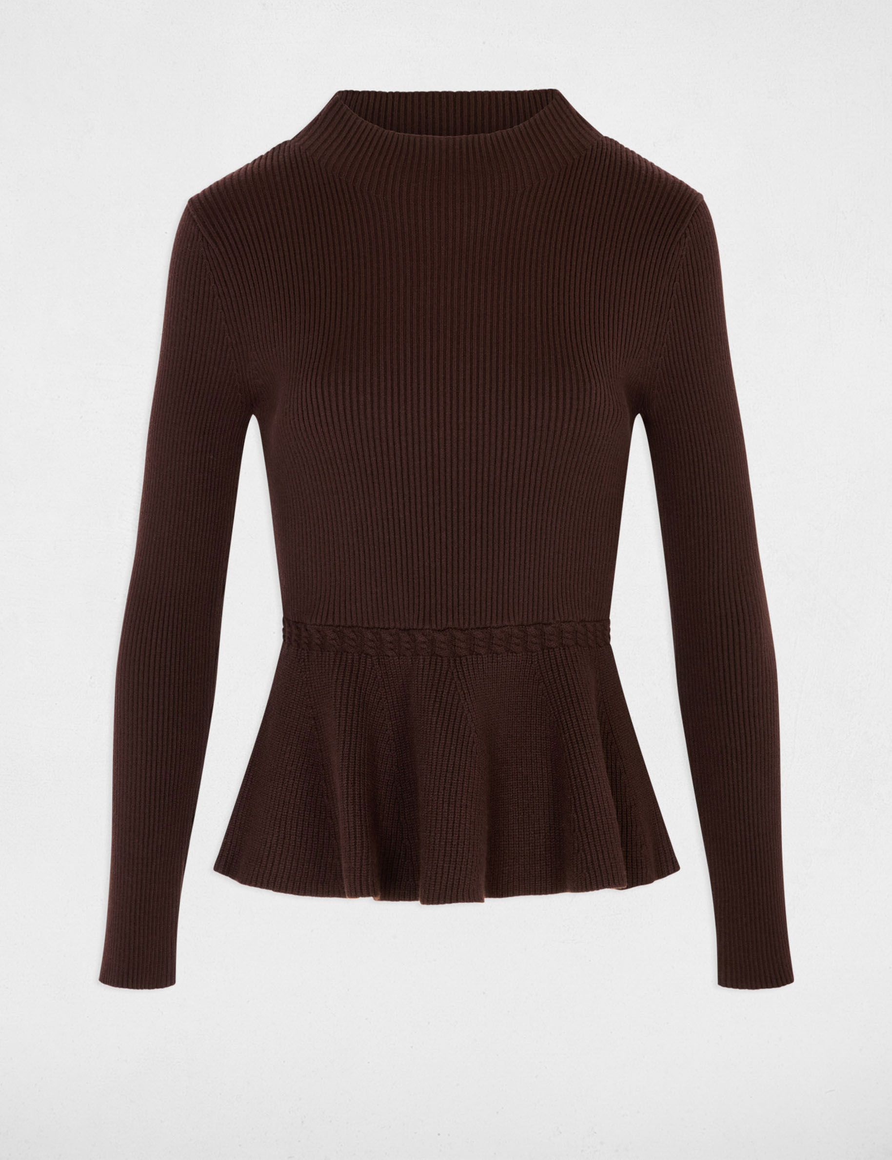Jersey de cuello alto marr&oacute;n oscuro mujer