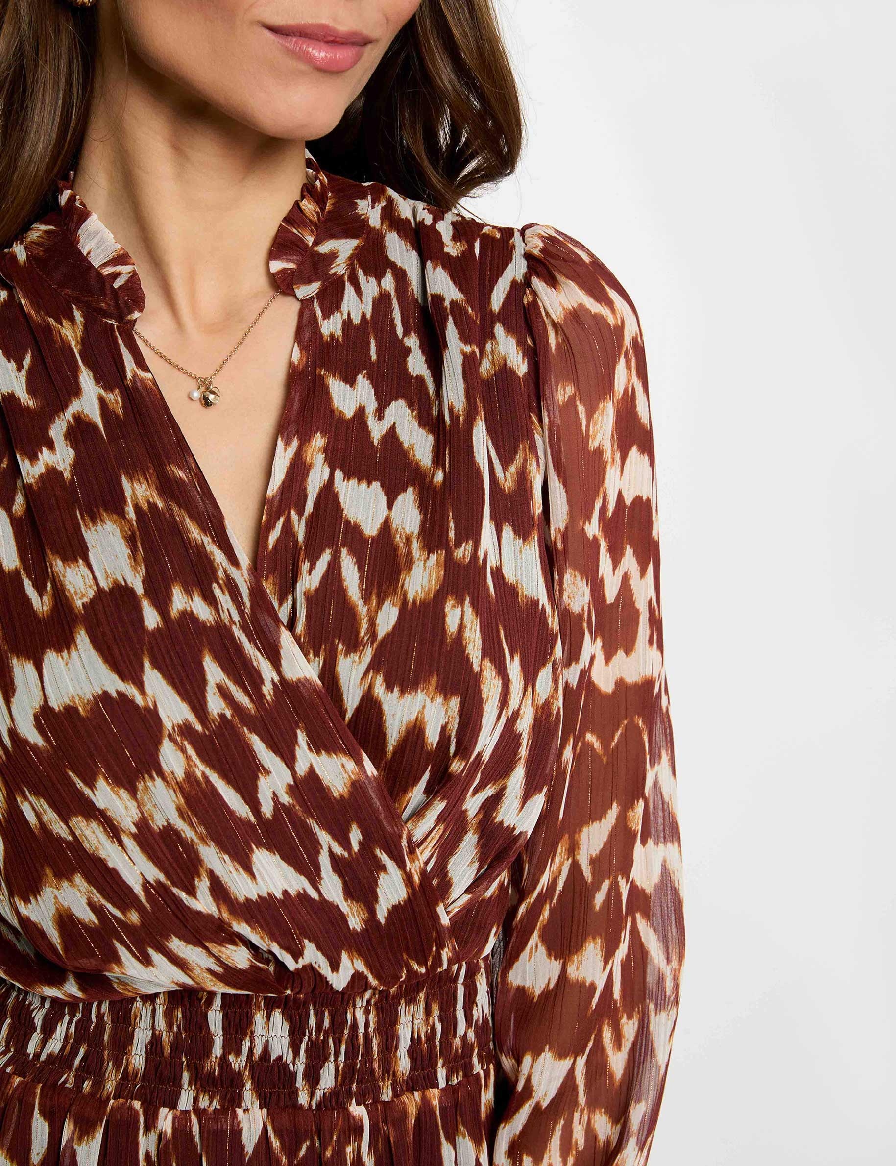 Vestido cruzado de gasa multicolor mujer