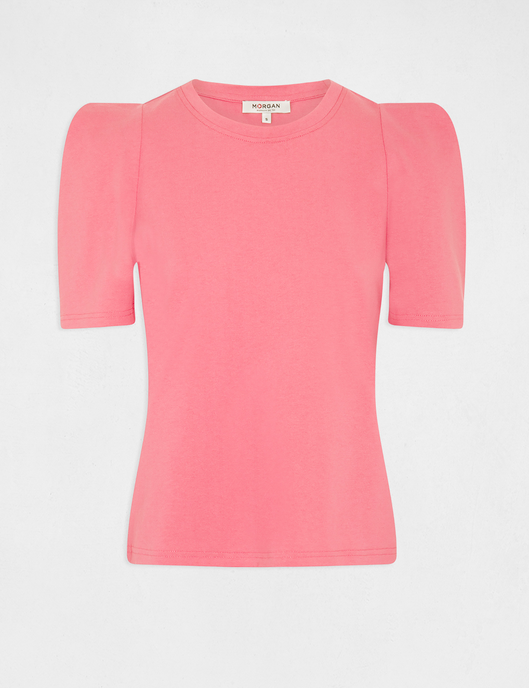 Camiseta manga corta con hombreras rosa mujer Camiseta manga corta con hombreras rosa mujer