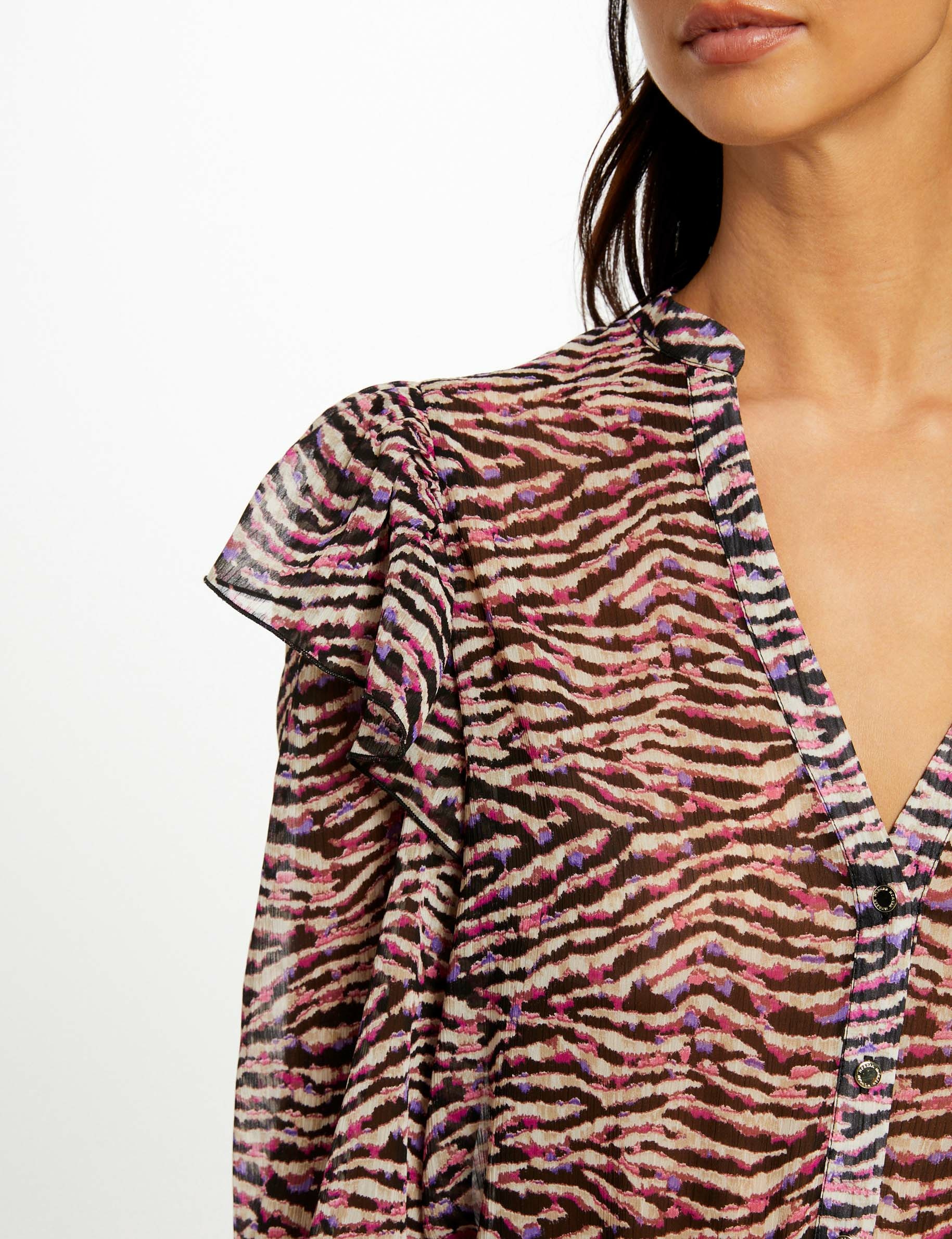 Blusa manga larga estampado animal multico mujer