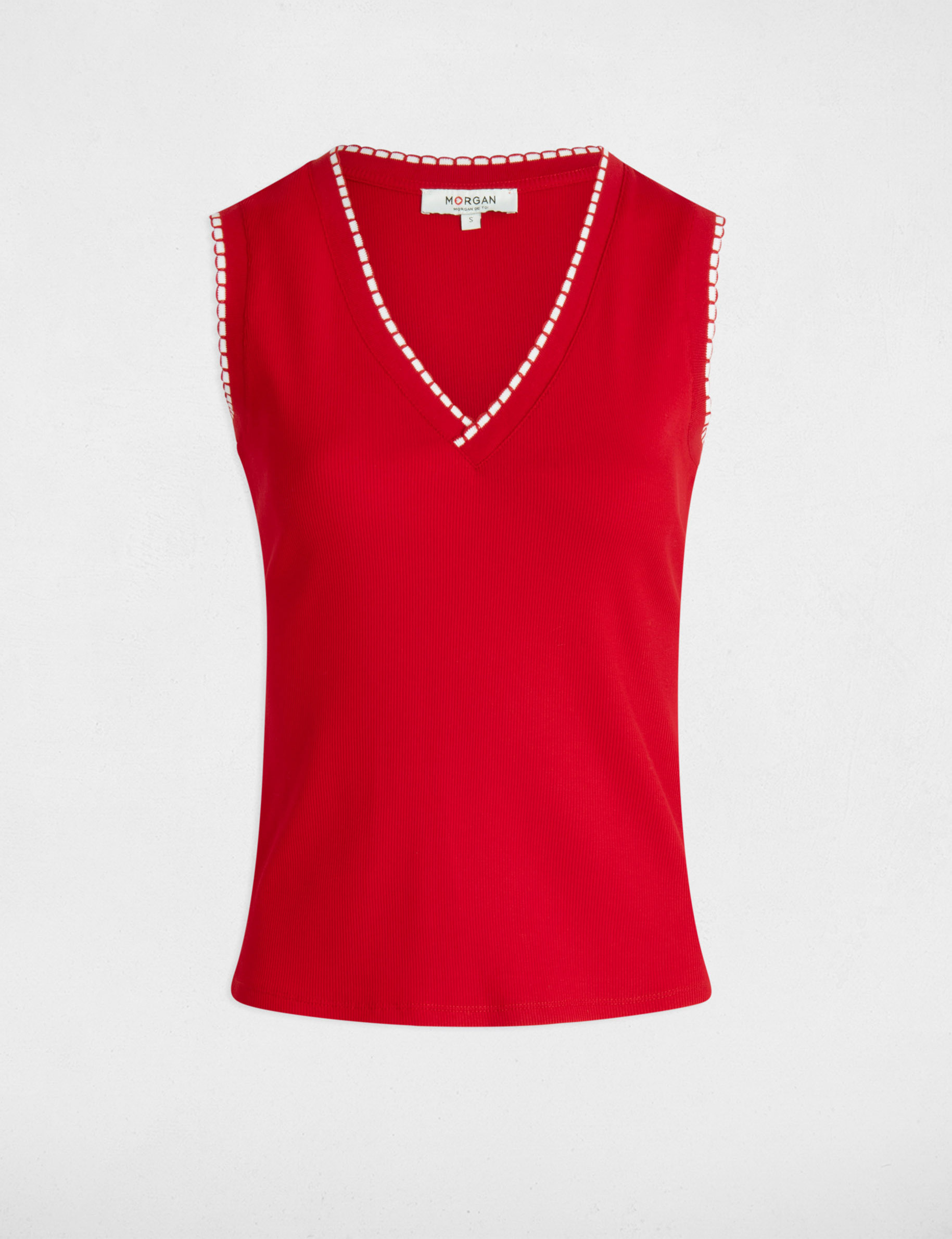top sin manga rojo mujer Top sin manga rojo mujer