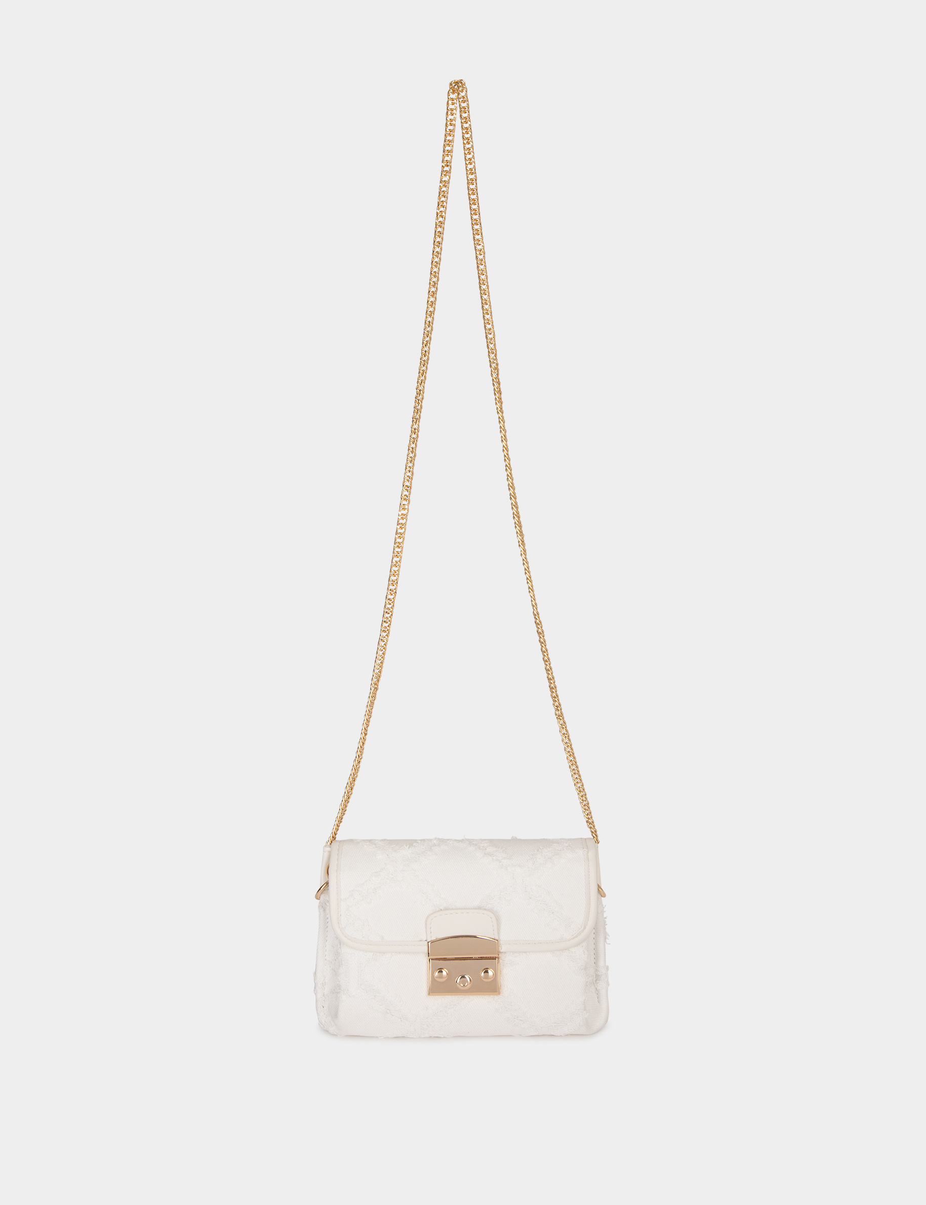 Bolso cartera de mano flecos marfil mujer
