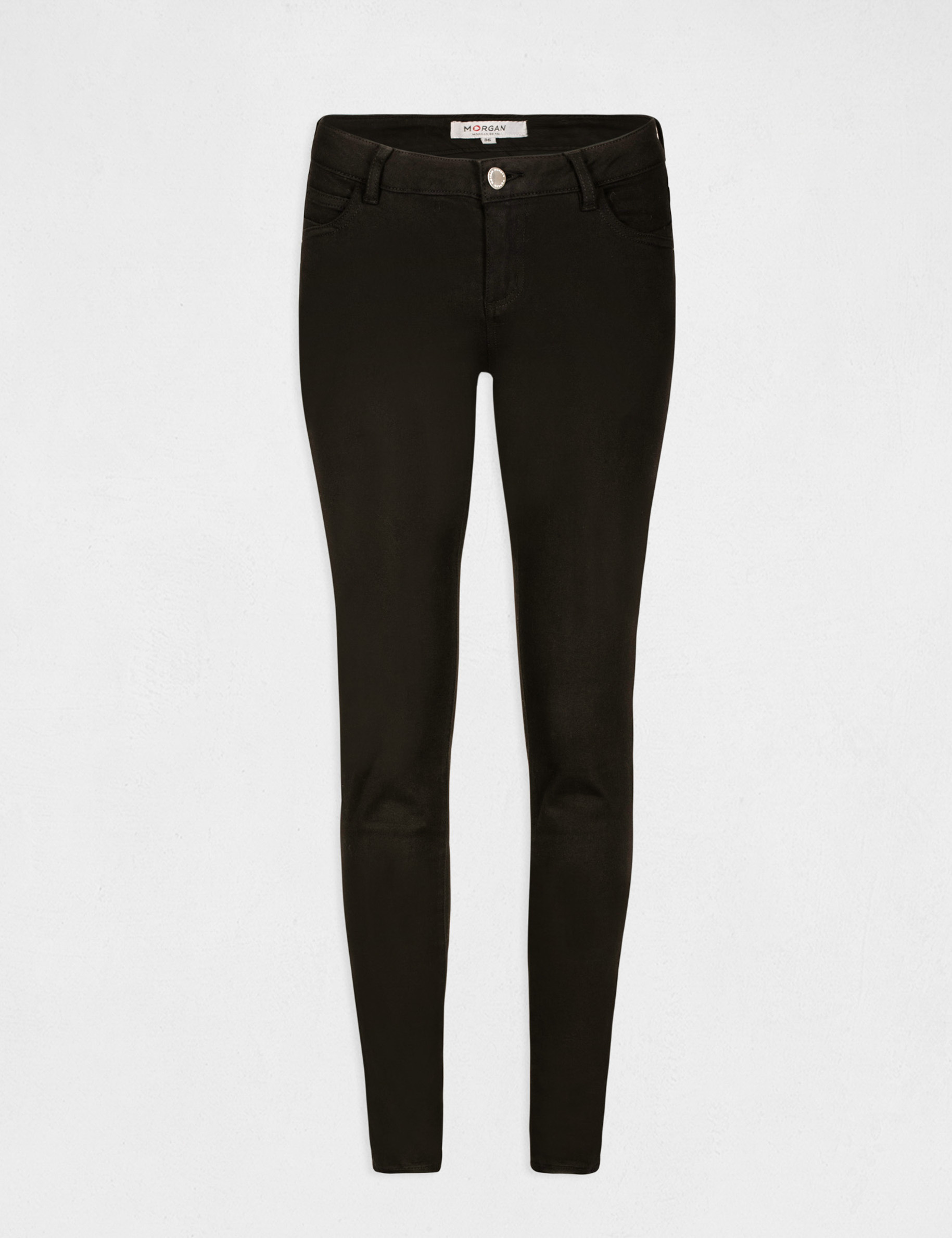 Pantal&oacute;n skinny talle bajo negro mujer