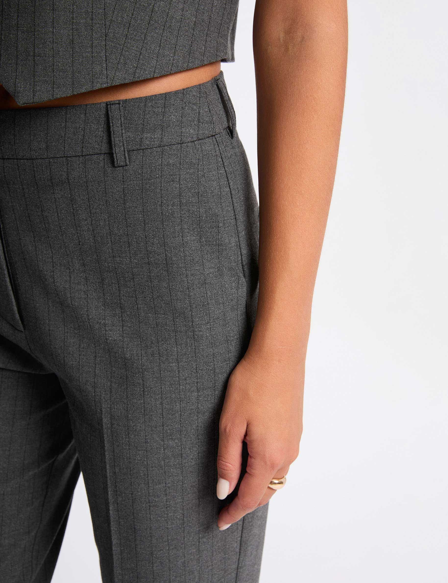 Pantal&oacute;n de pierna ancha gris moyen mujer
