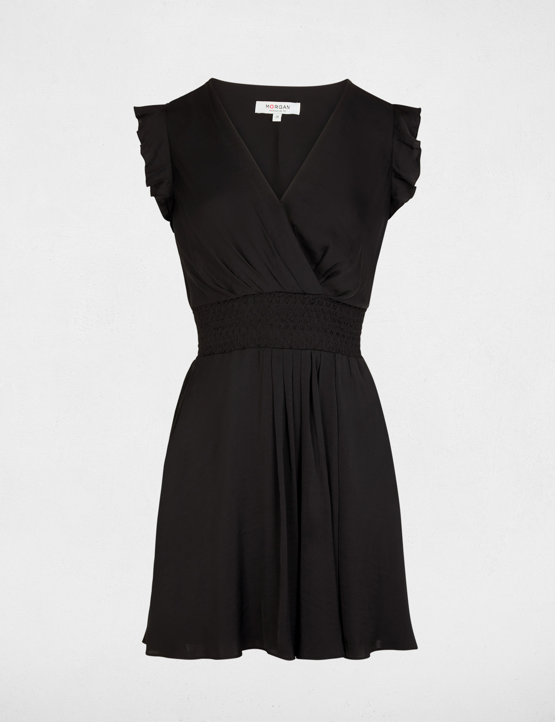 Vestido corto holgado negro mujer