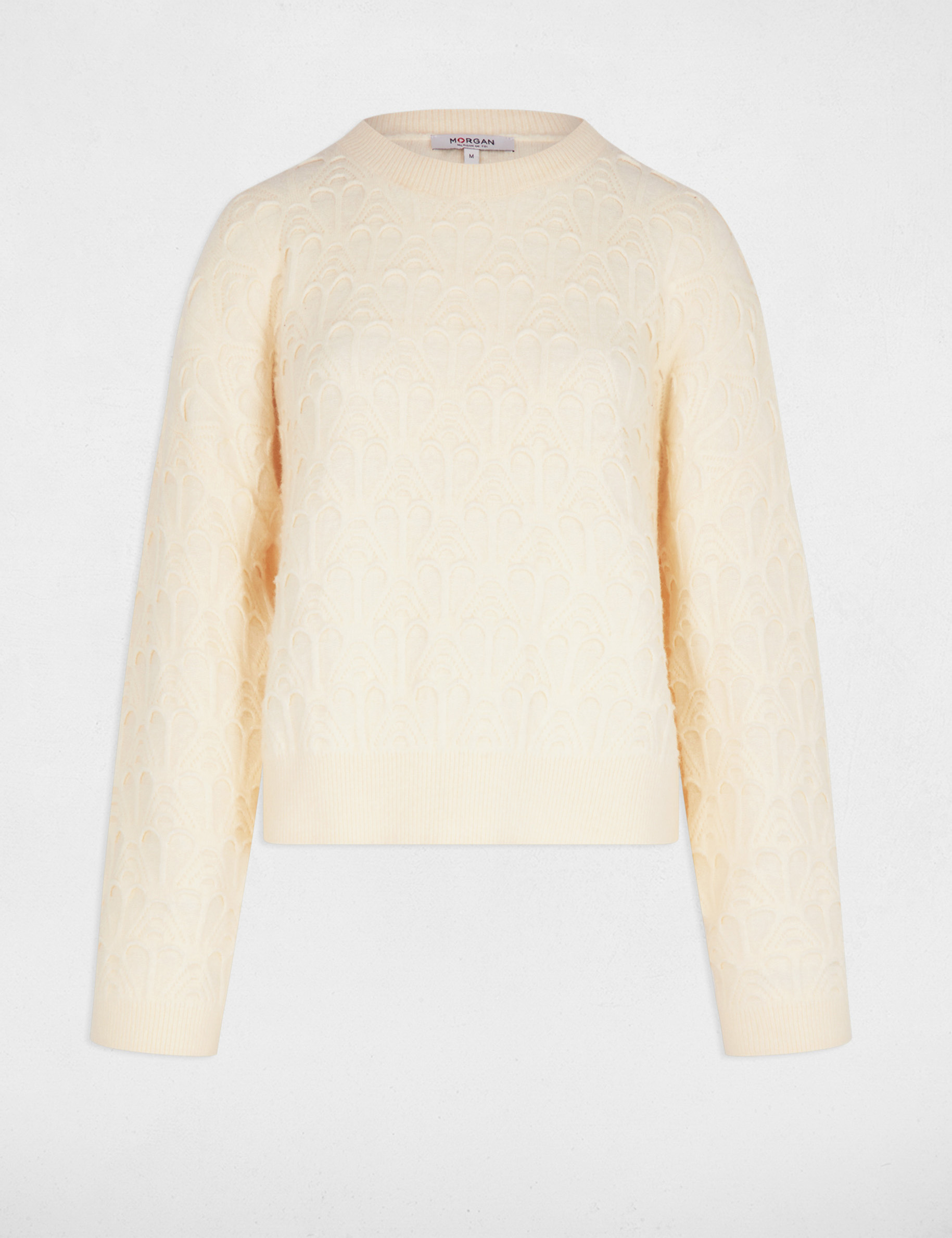 Jersey cuello redondo fantas&iacute;a marfil mujer